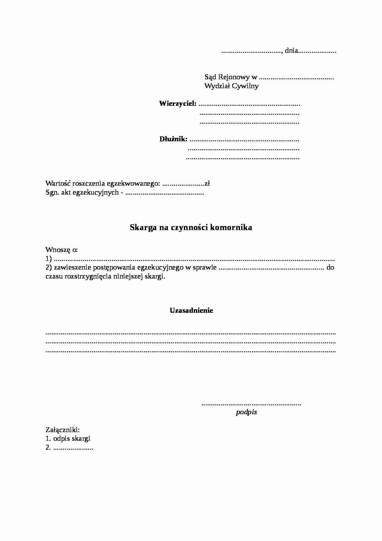 Wzór-Skarga na czynności komornika - strona 1