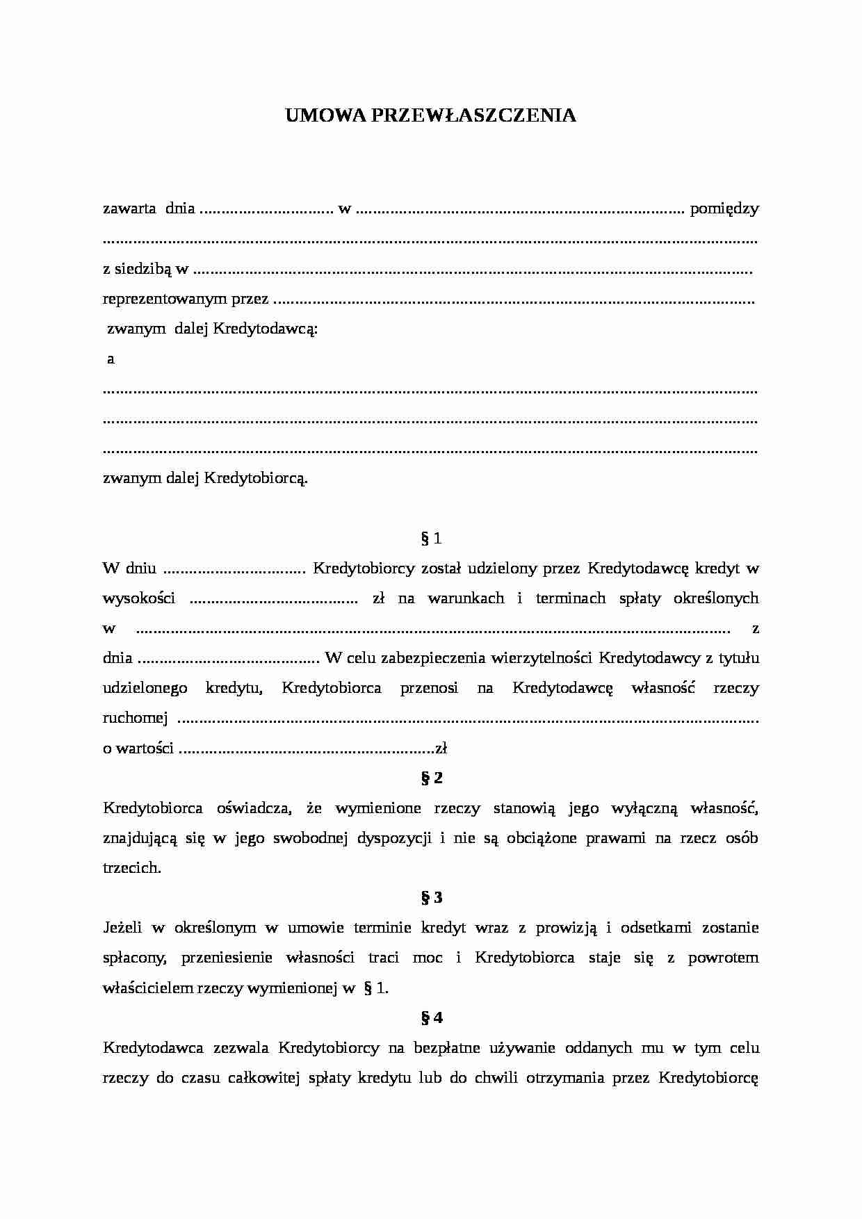 Wzór-Umowa przewłaszczenia - strona 1