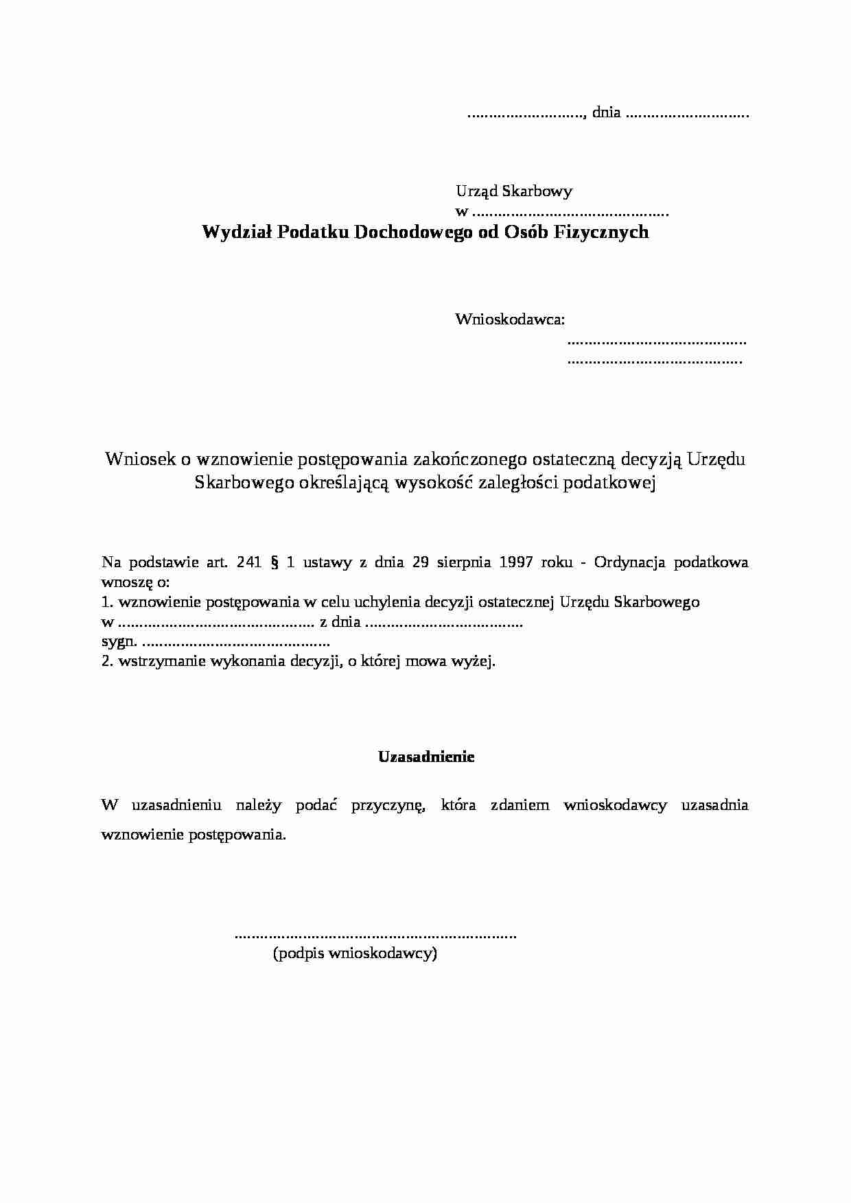 Wzór-Wniosek o wznowienie 2 - strona 1