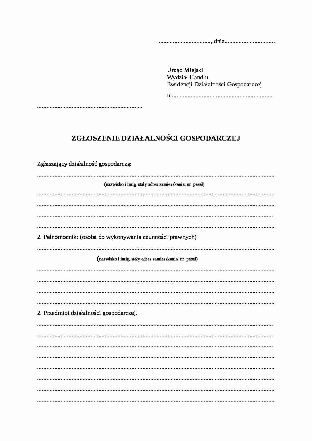 Wzór-Zgłoszenie działalności gospodarczej - strona 1