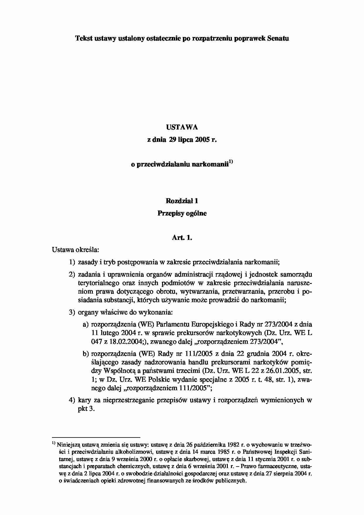 Ustawa o przeciwdziałaniu narkomanii - strona 1