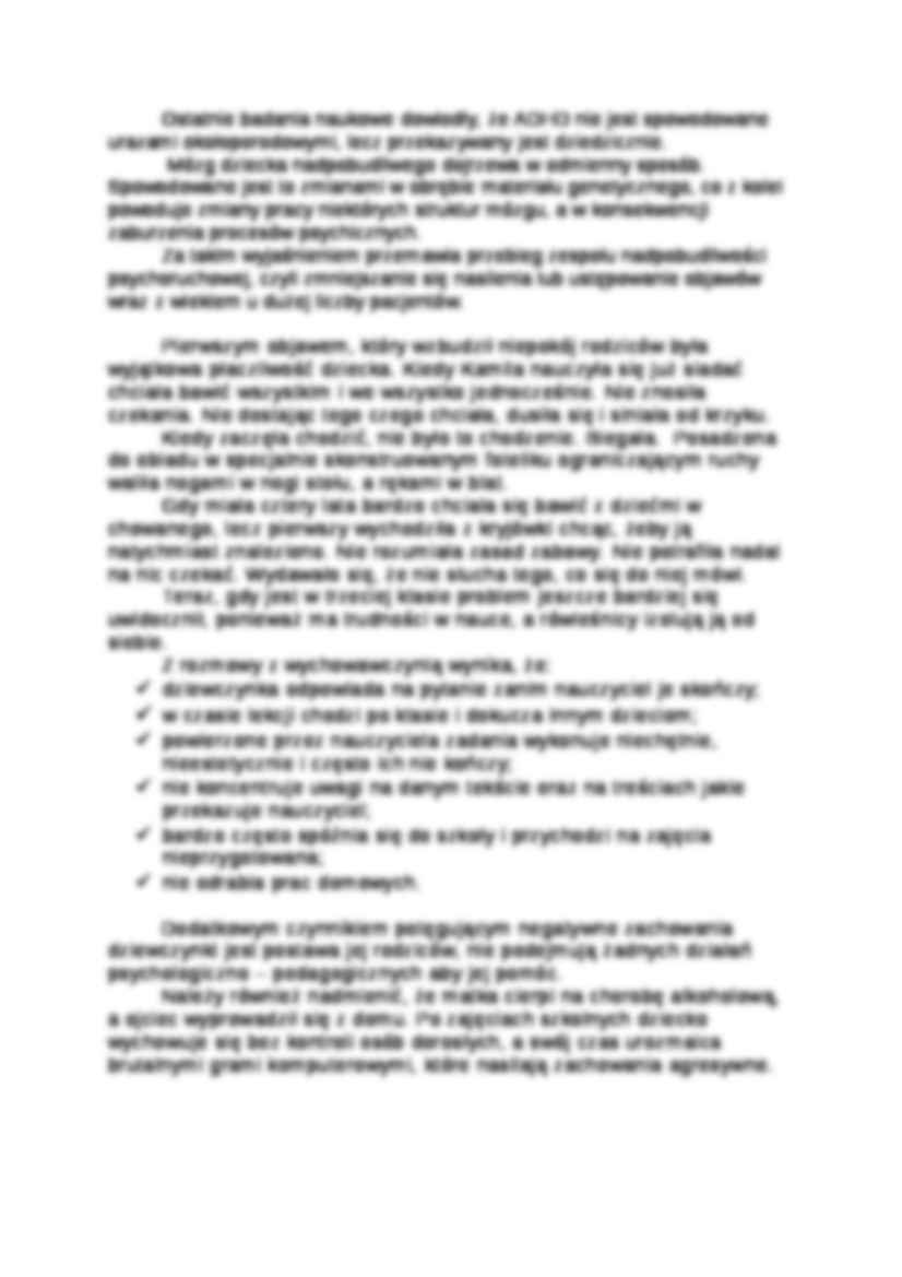 Analiza przypadku ADHD- pedagogika - strona 2