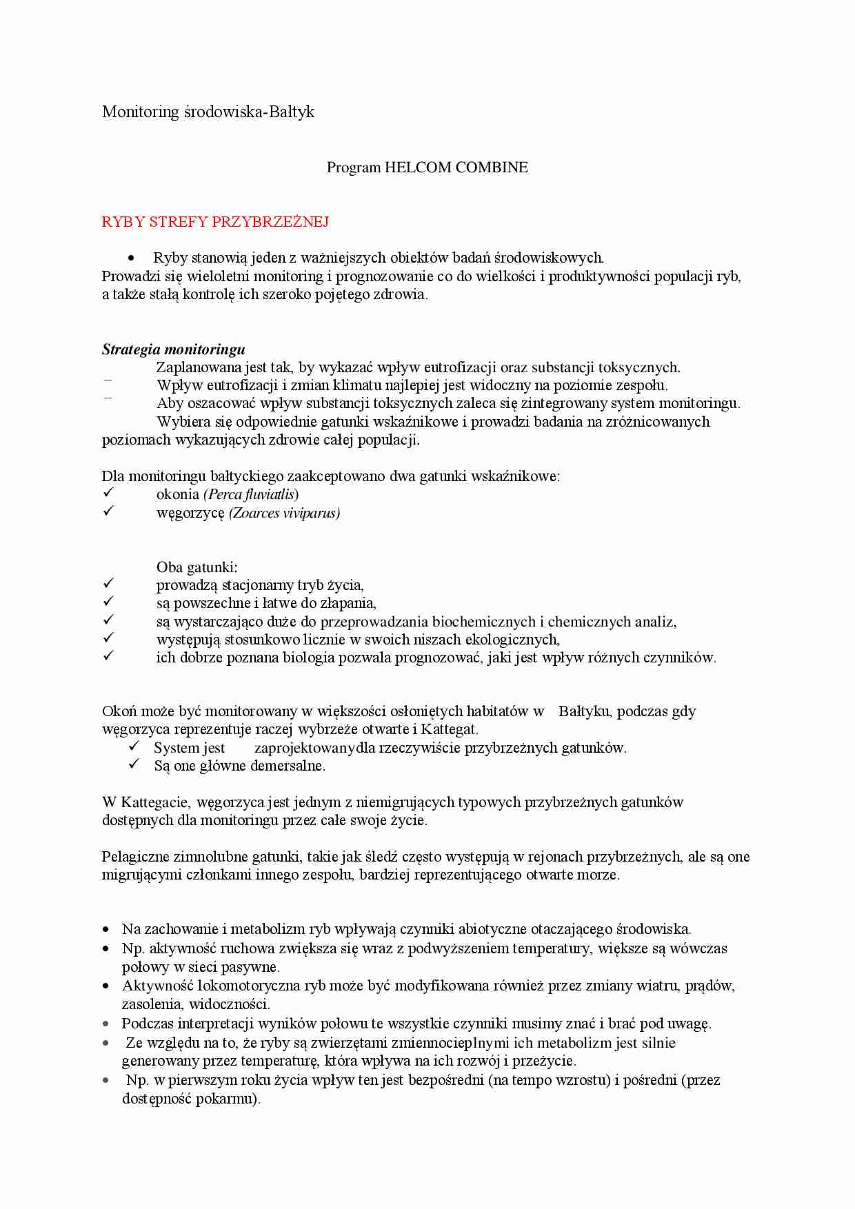 Program Helcom Combine- Ryby strefy przybrzeżnej - strona 1