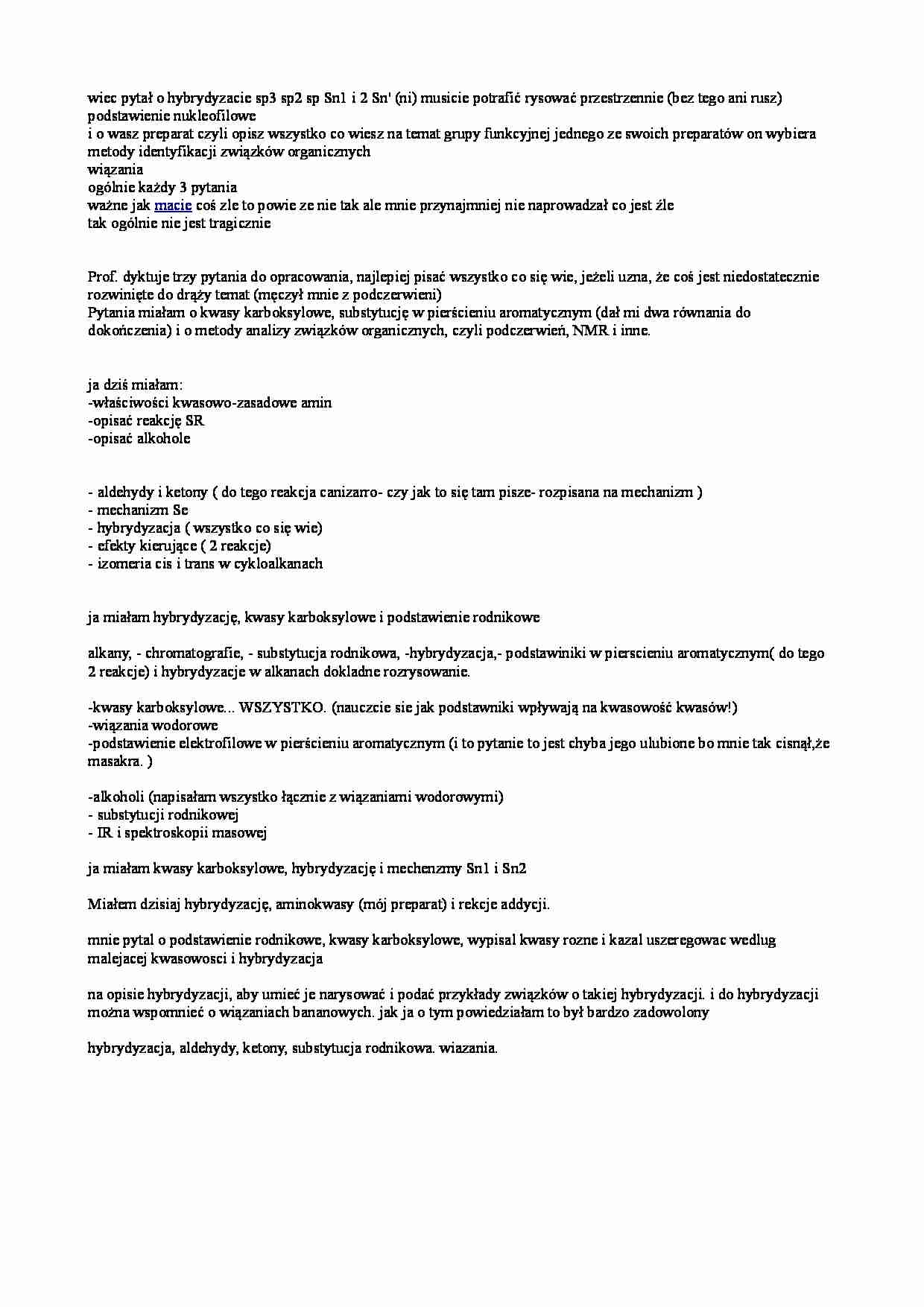 Pytania z egzaminu - Kwasy karboksylowe - strona 1