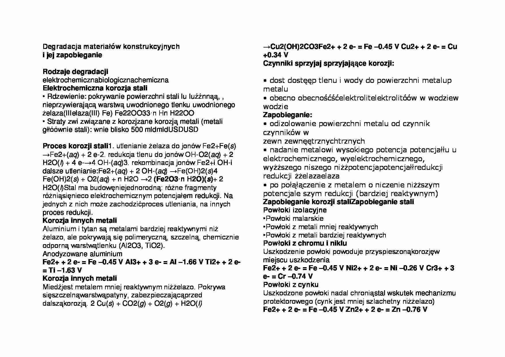 Degradacja materiałów konstrukcyjnych - strona 1