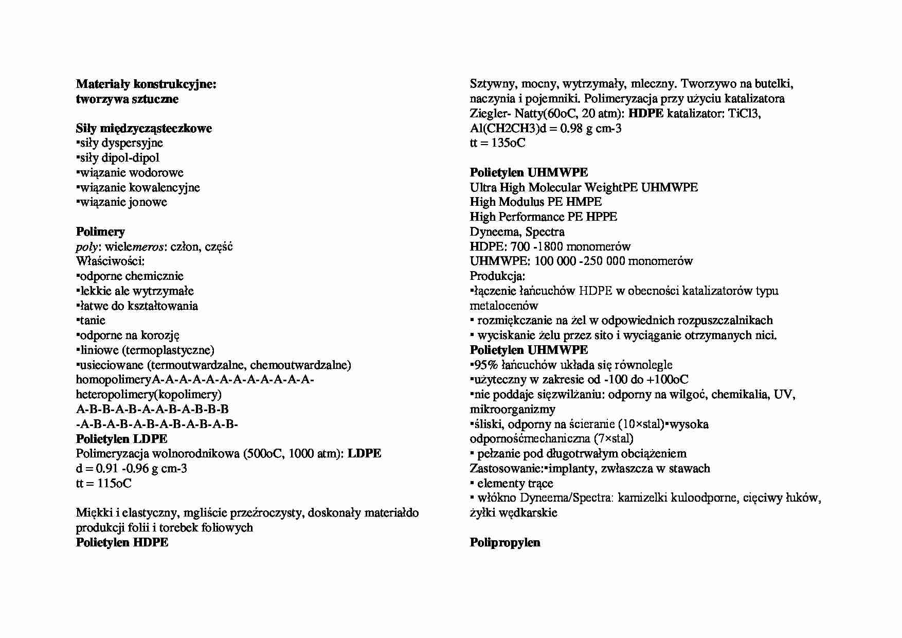 Materiały konstrukcyjne - tworzywa sztuczne - strona 1
