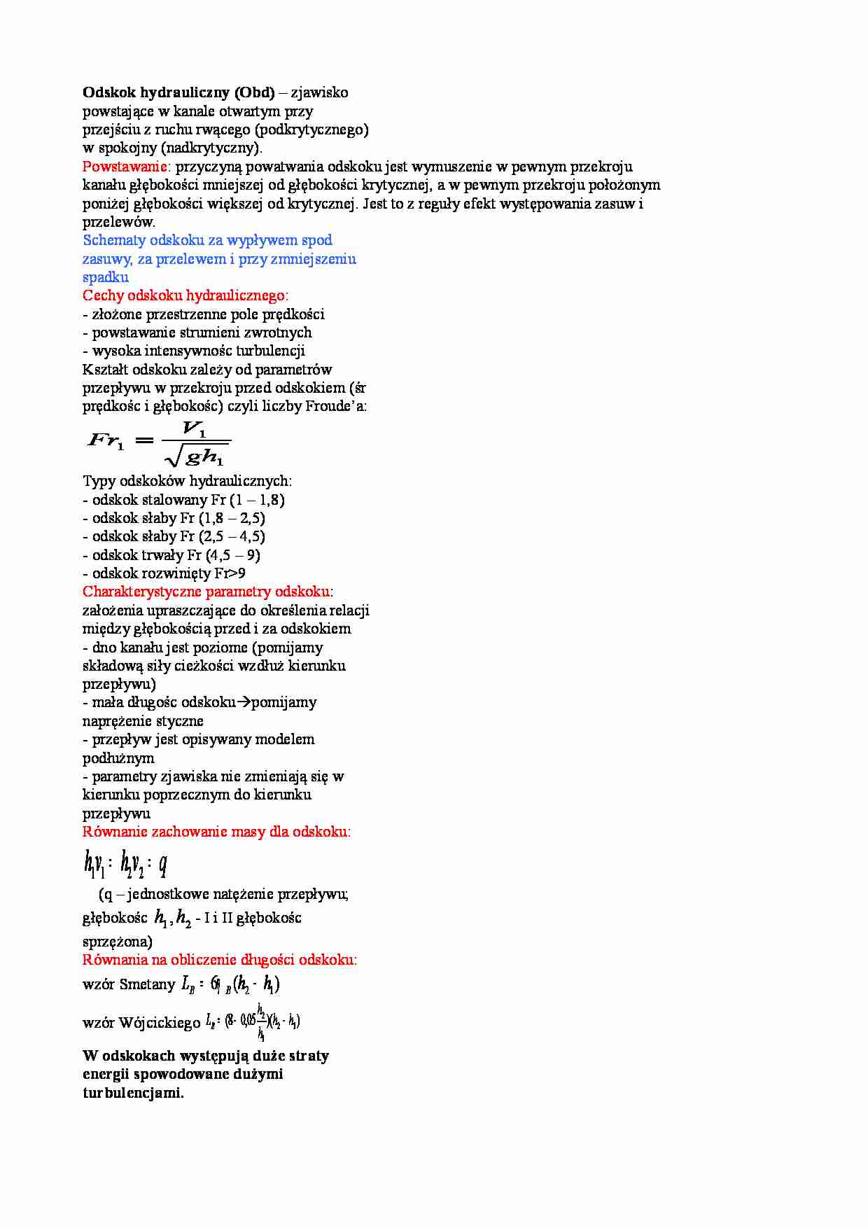 Odskok hydrauliczny - opracowanie - strona 1