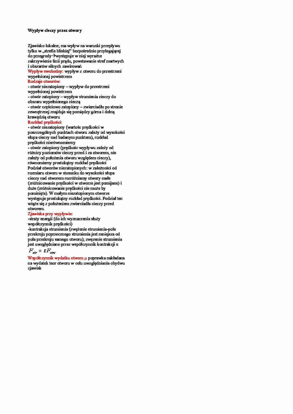 Wypływ cieczy przez otwory - strona 1
