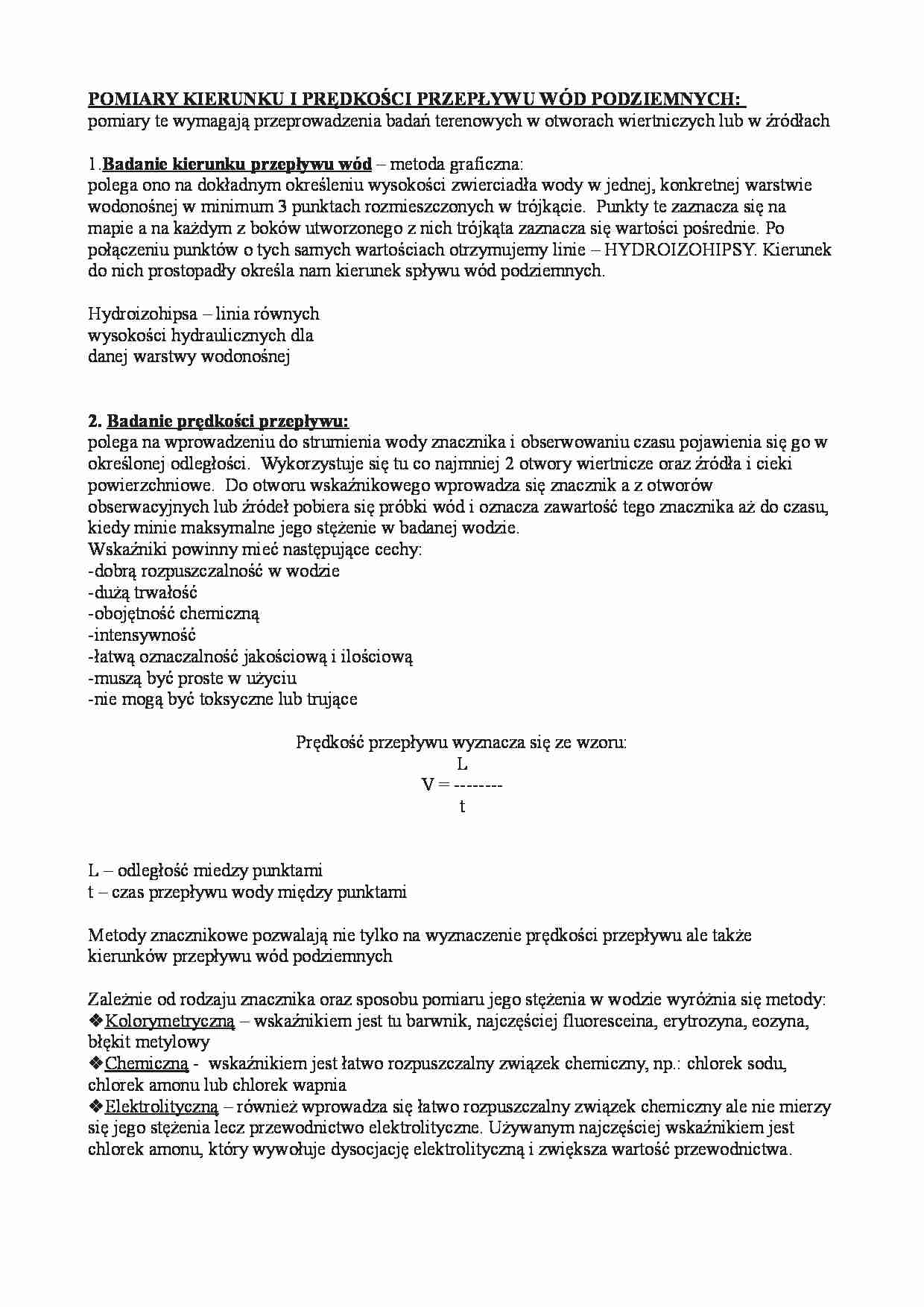 Pomiary kierunku i prędkości przepływu wód podziemnych - strona 1