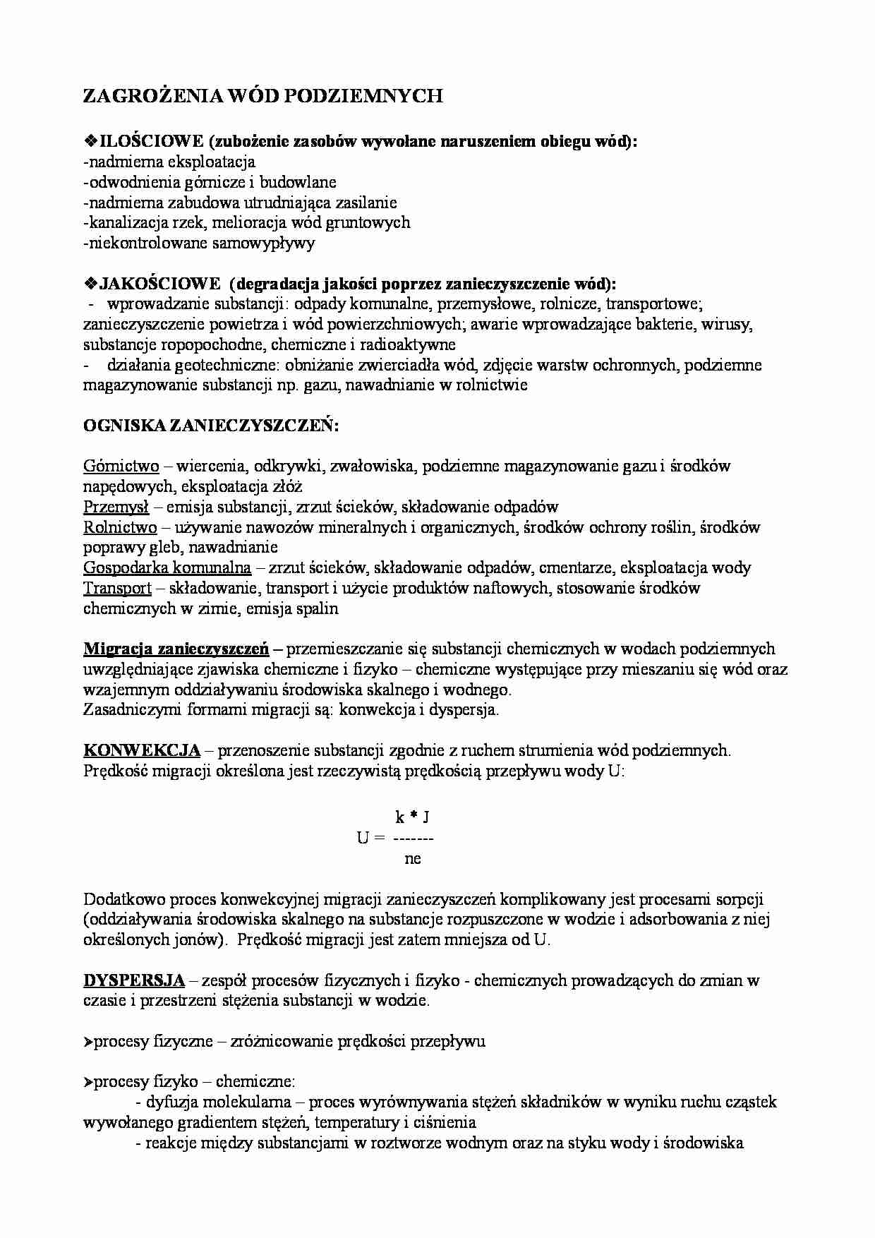 Zagrożenia wód podziemnych - strona 1