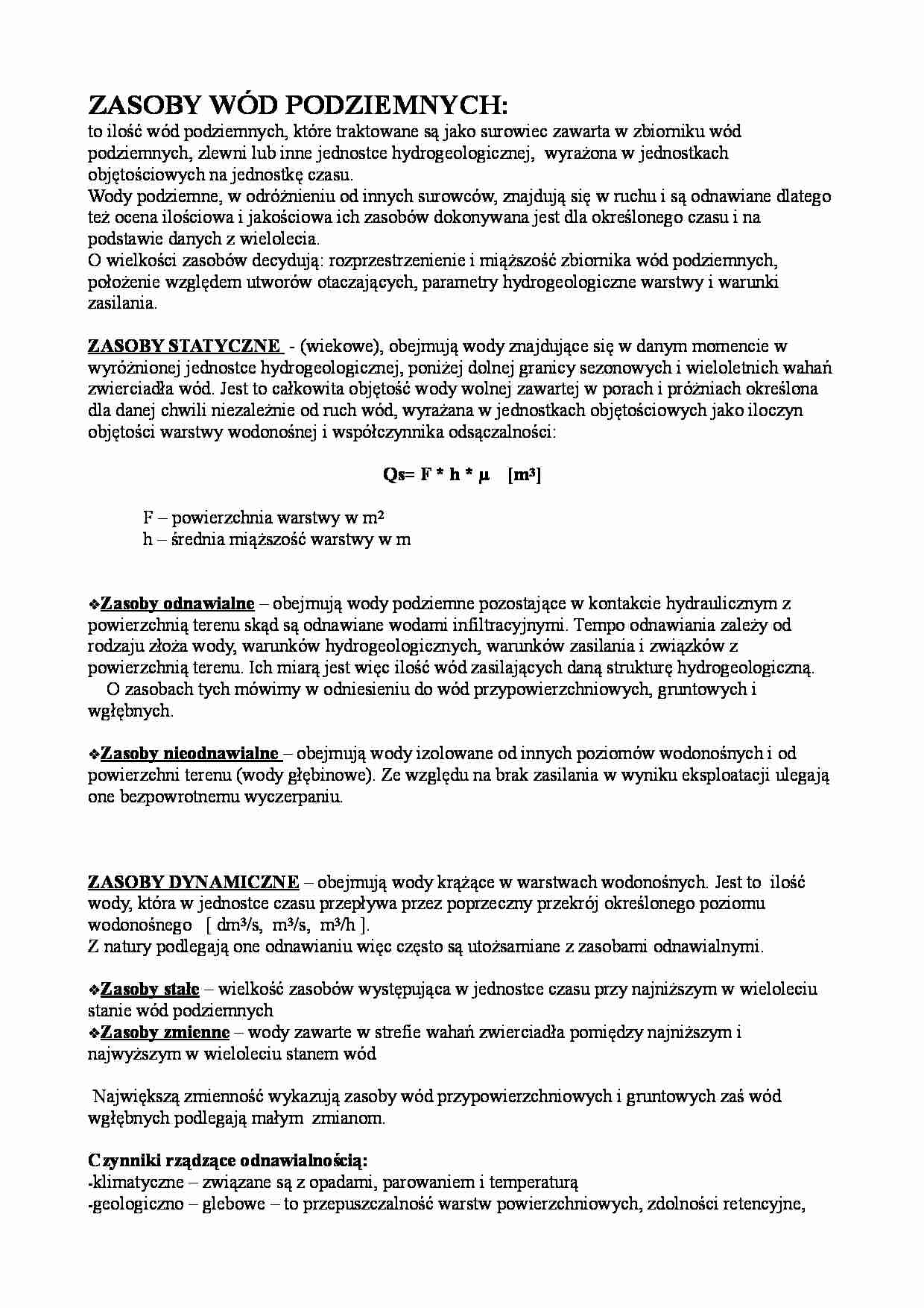 Zasoby wód podziemnych - strona 1