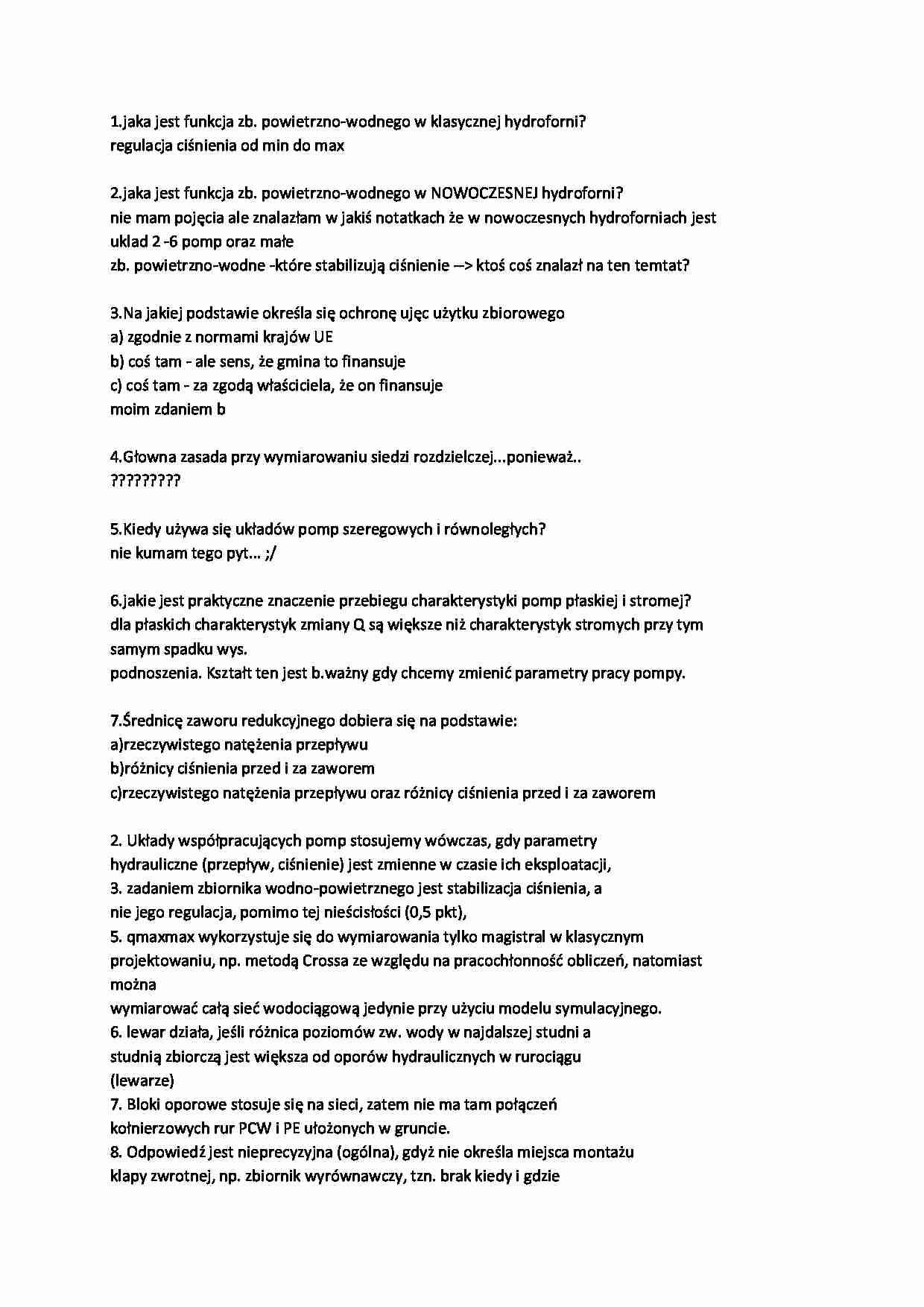 Pytania z egzaminu - Zbiornik wodny - strona 1