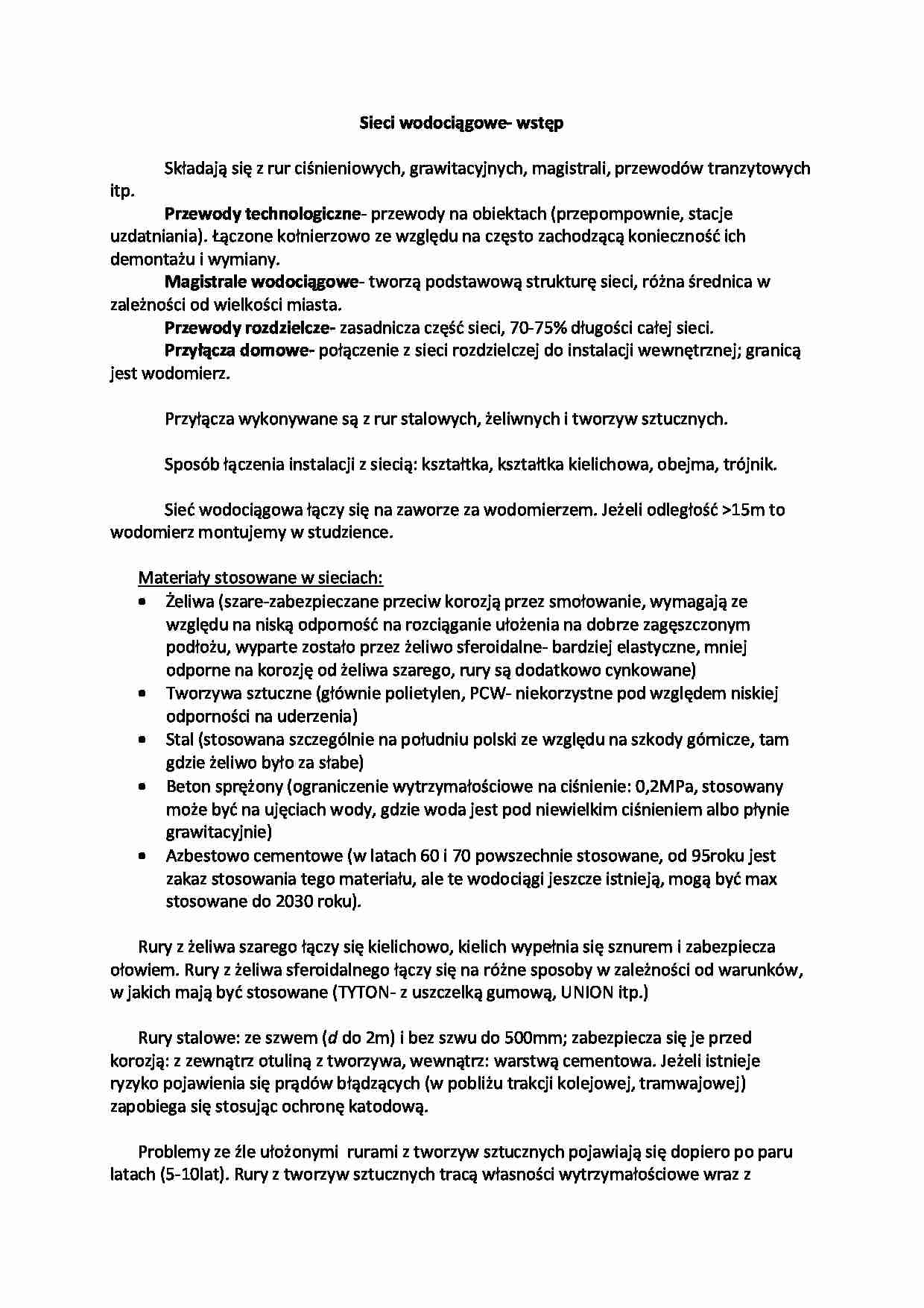 Sieci wodociągowe - wstęp - strona 1