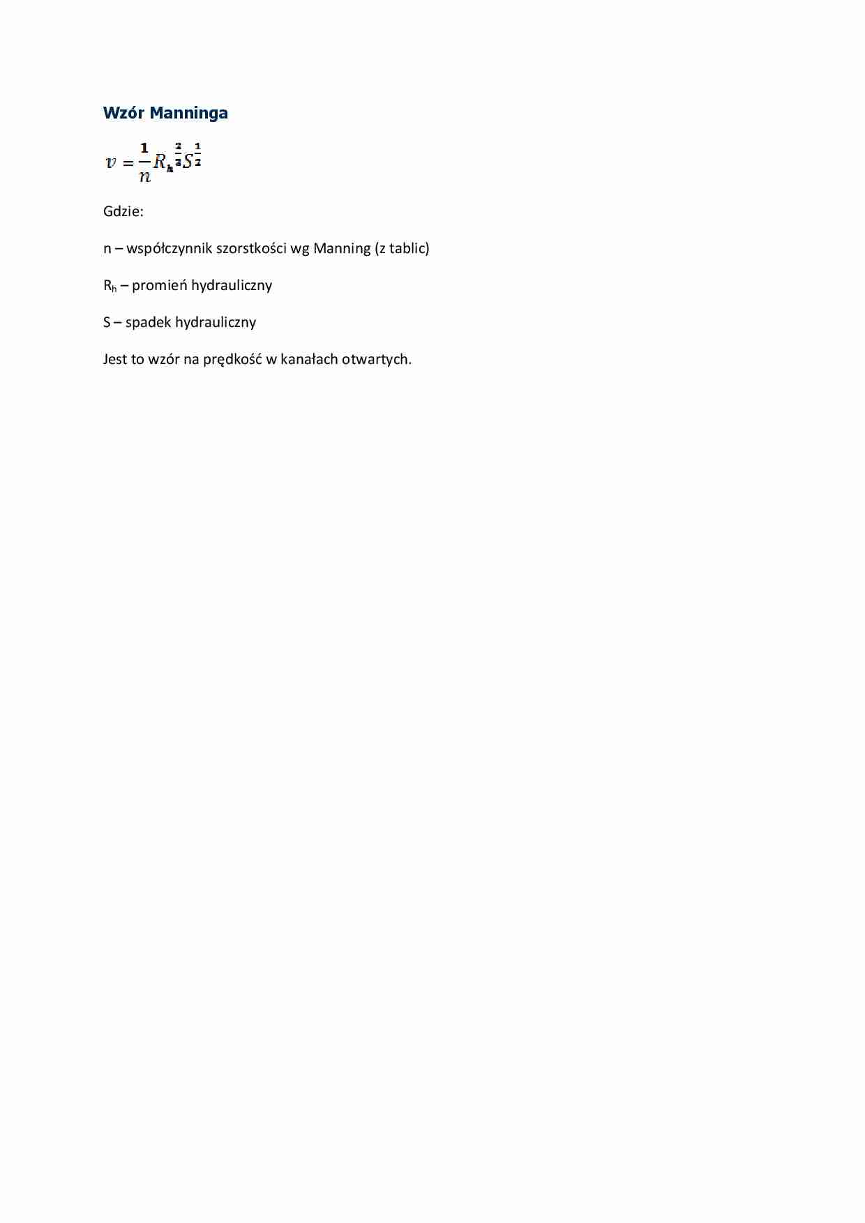 Wzór Manninga - opracowanie - strona 1