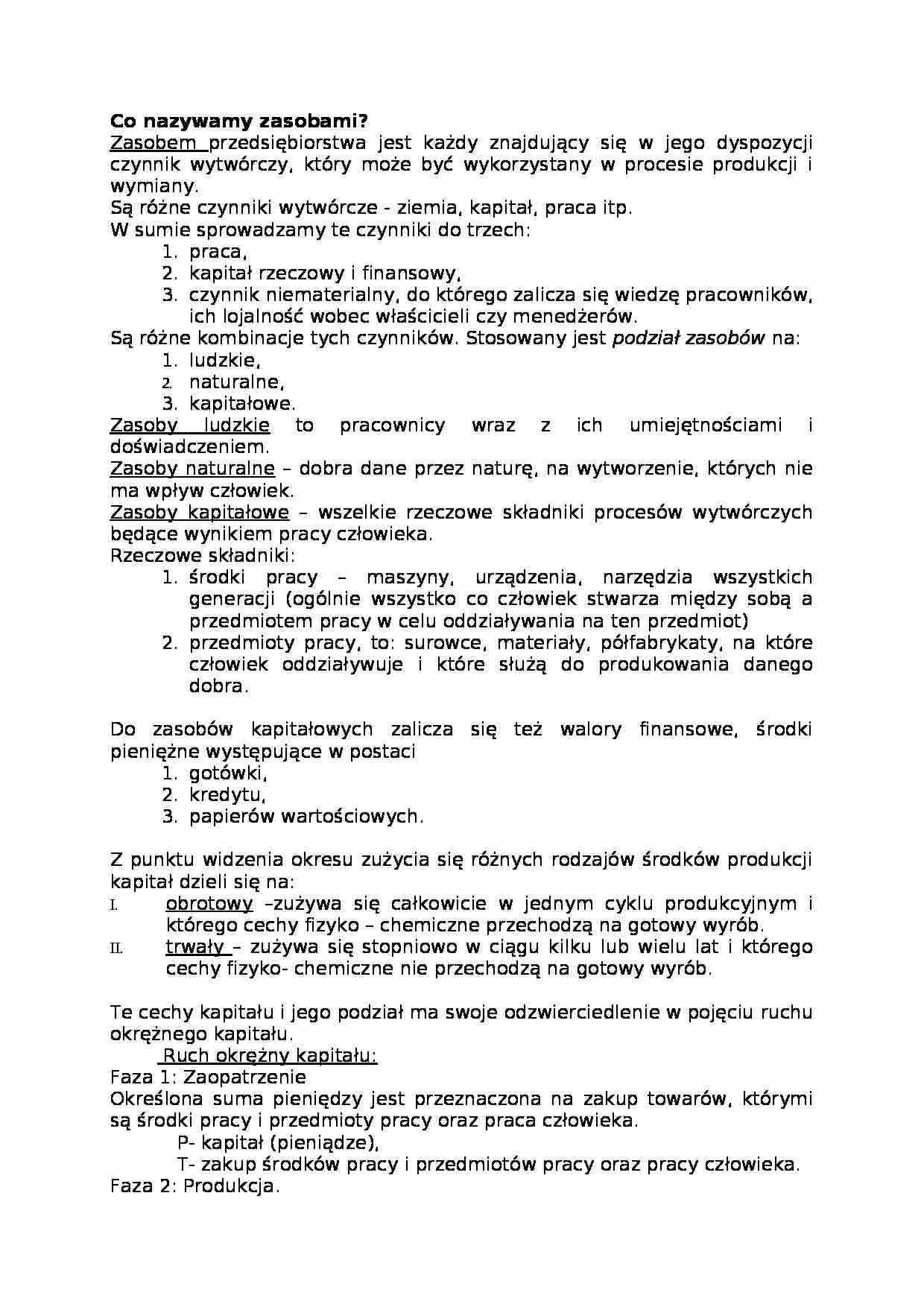 Zasoby przedsiębiorstwa-opracowanie - strona 1