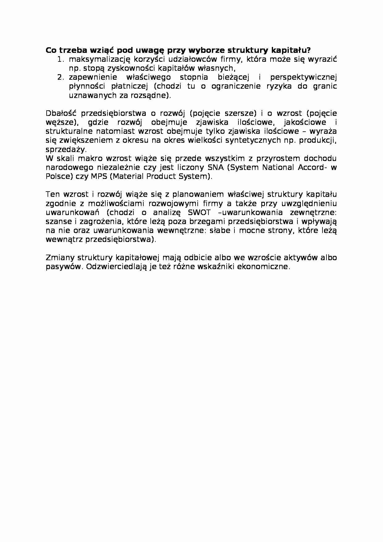 Struktura kapitału-opracowanie - strona 1
