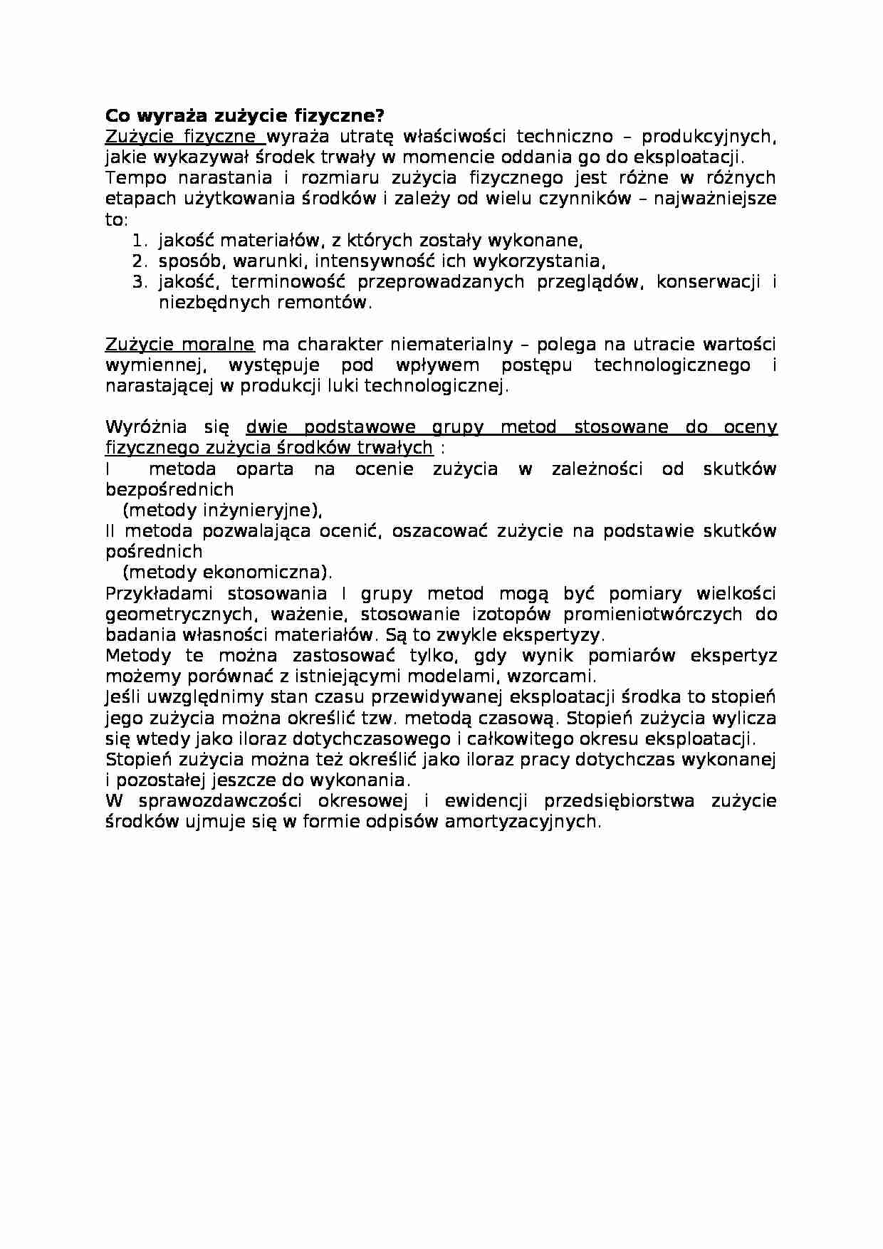 Zużycie fizyczne-opracowanie - strona 1