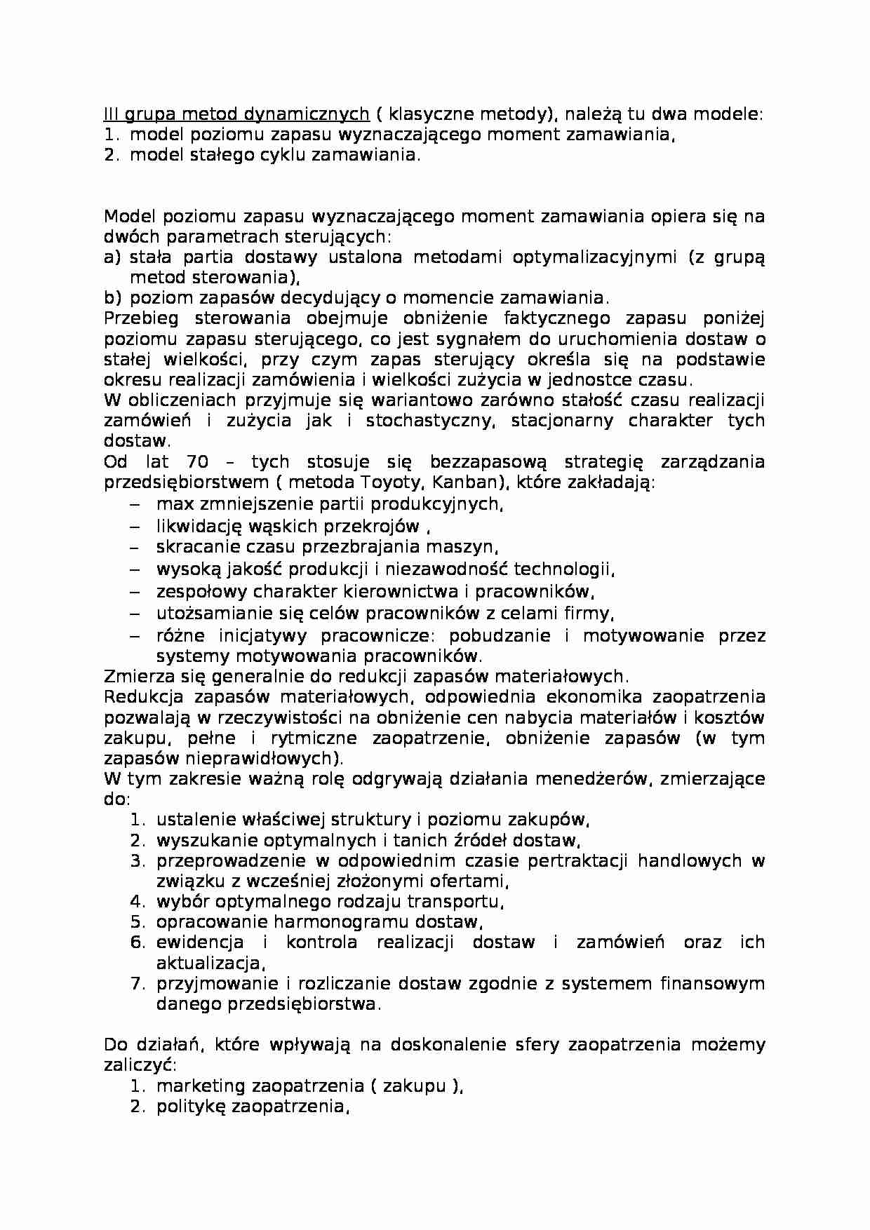 III grupa metod dynamicznych-opracowanie - strona 1