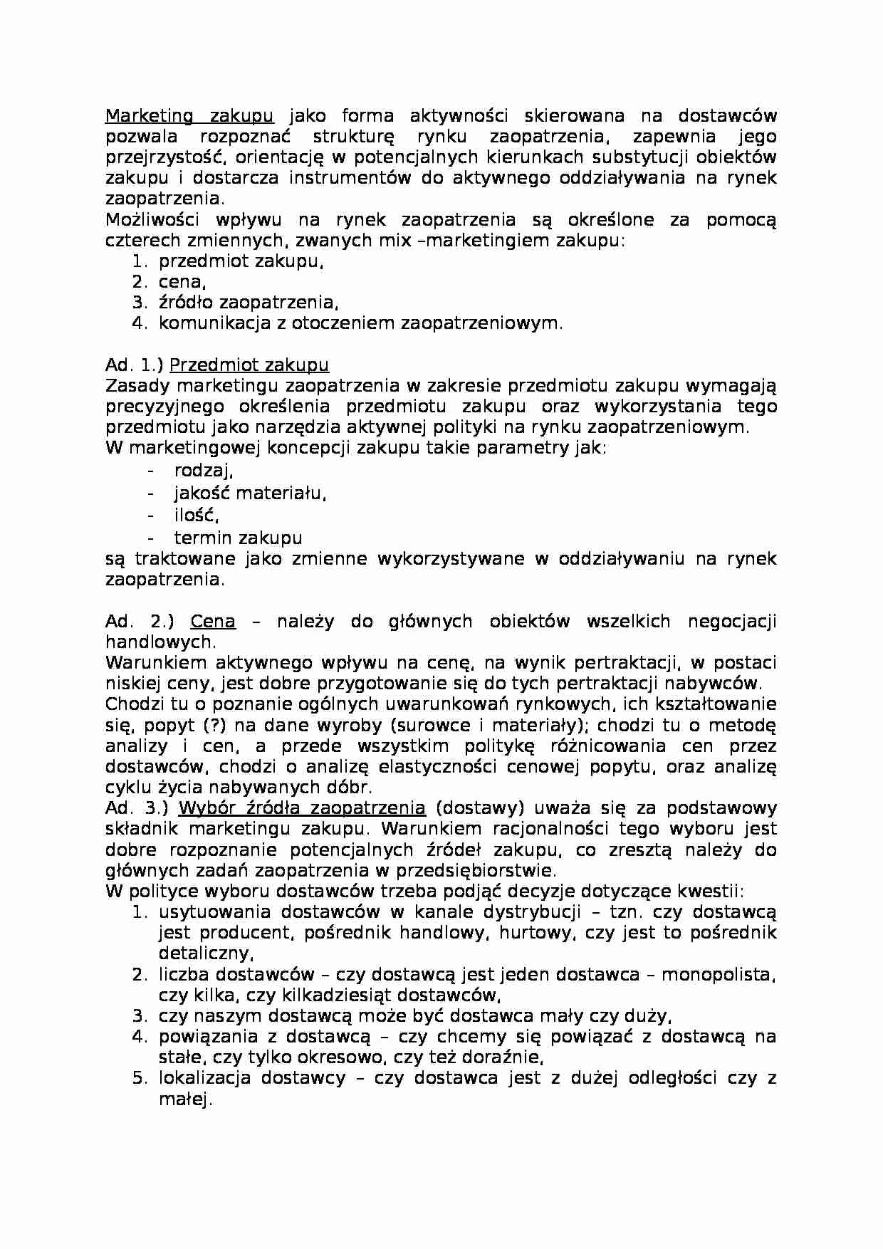 Marketing zakupu-opracowanie - strona 1