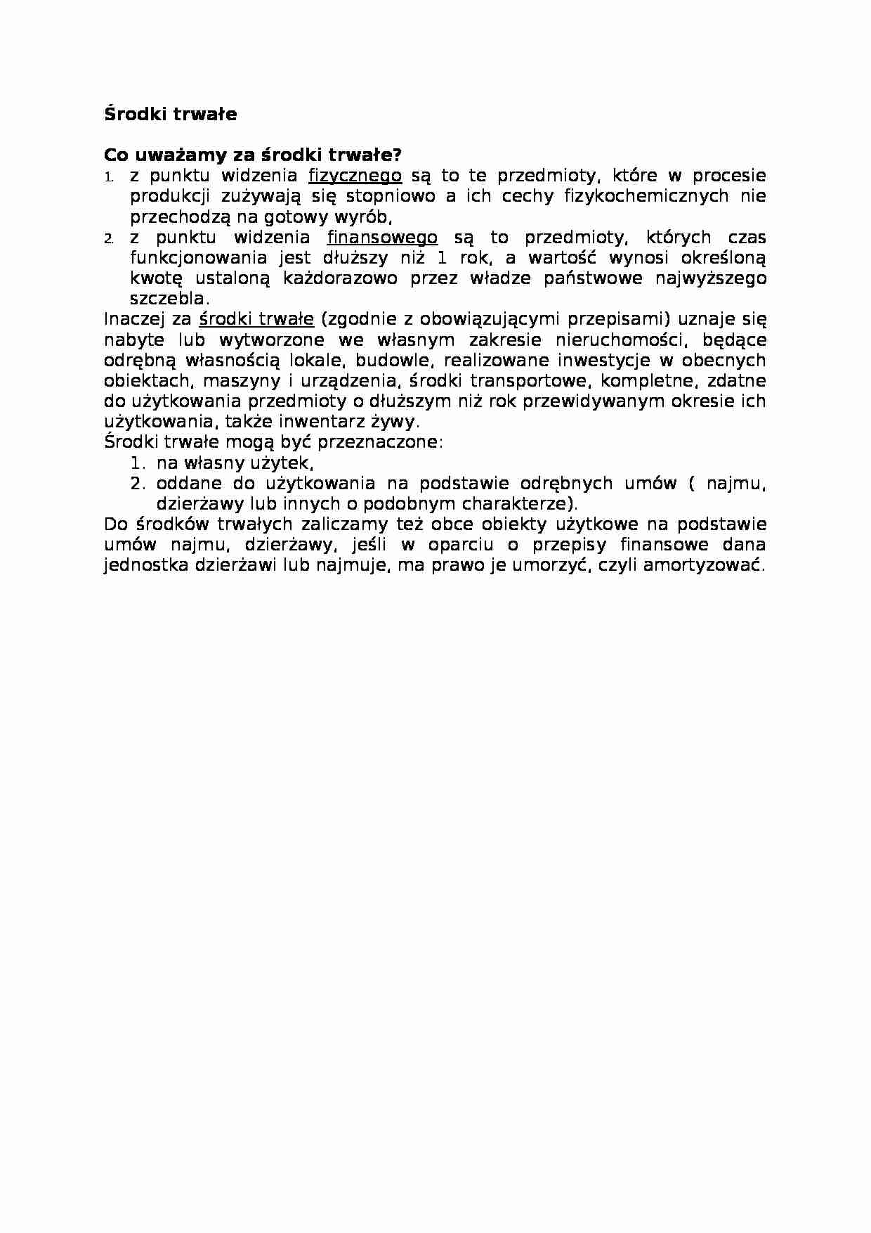 Środki trwałe-opracowanie - strona 1