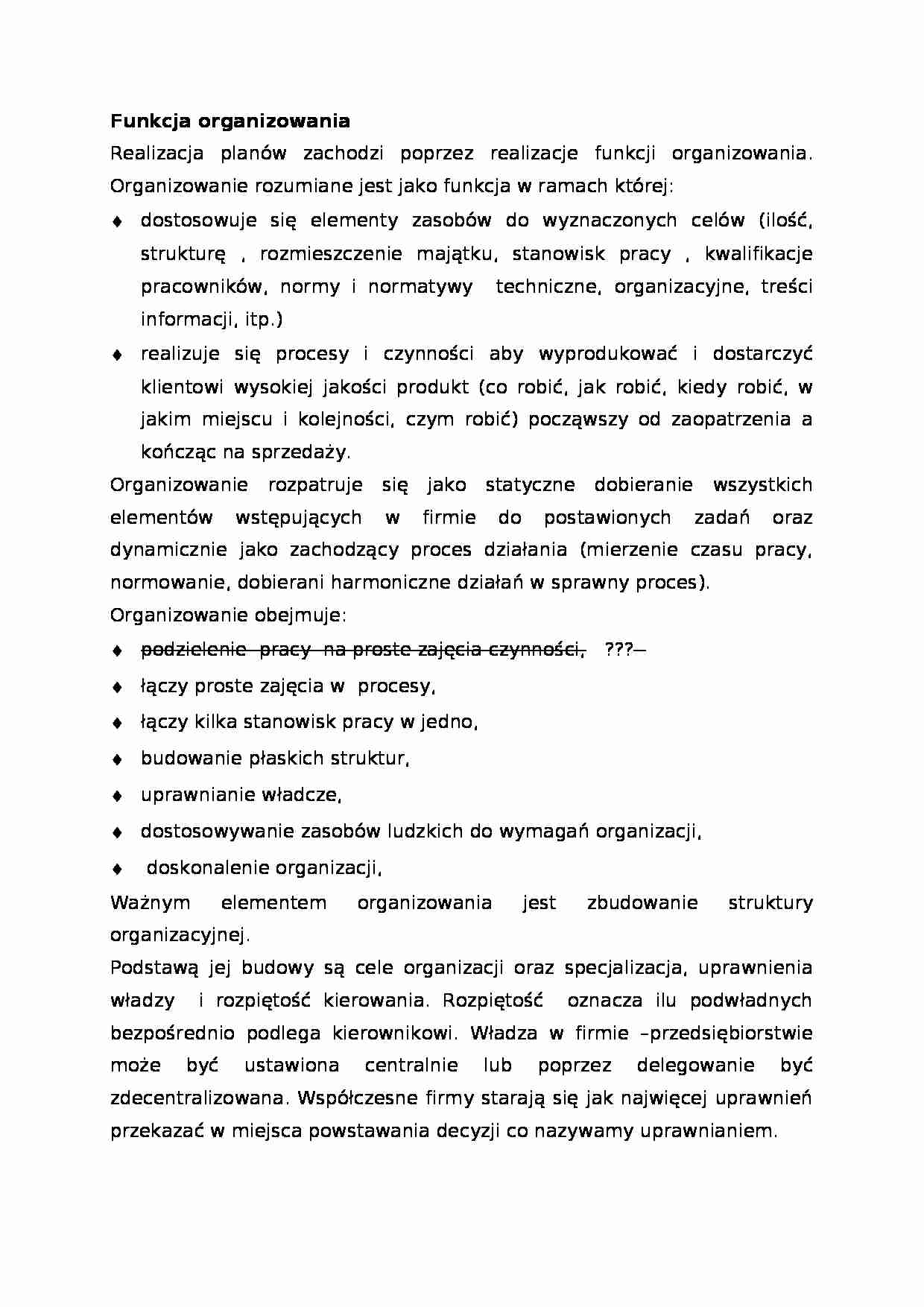 Funkcja organizowania-opracowanie - strona 1