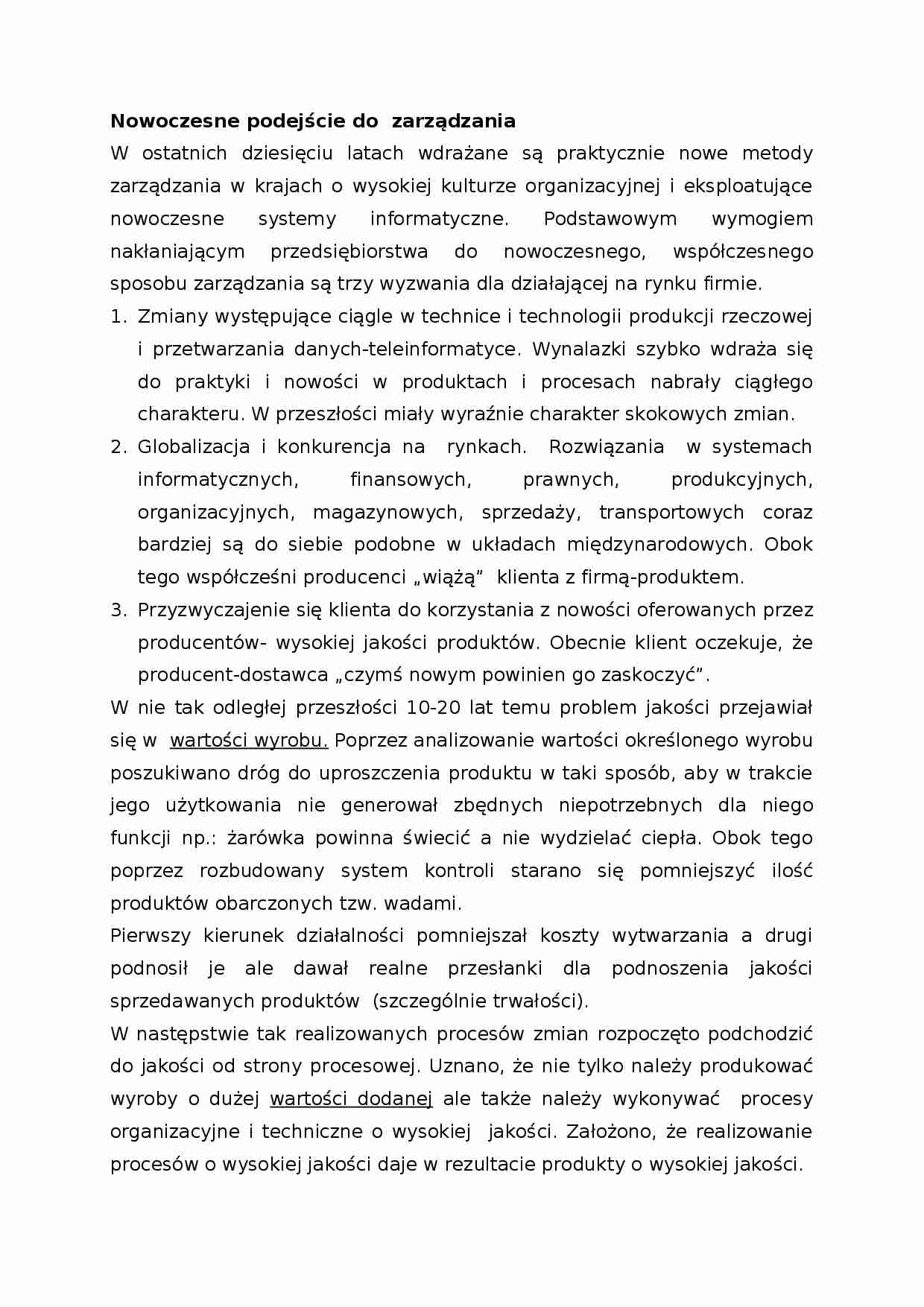 Nowoczesne podejście do zarządzania-opracowanie - strona 1
