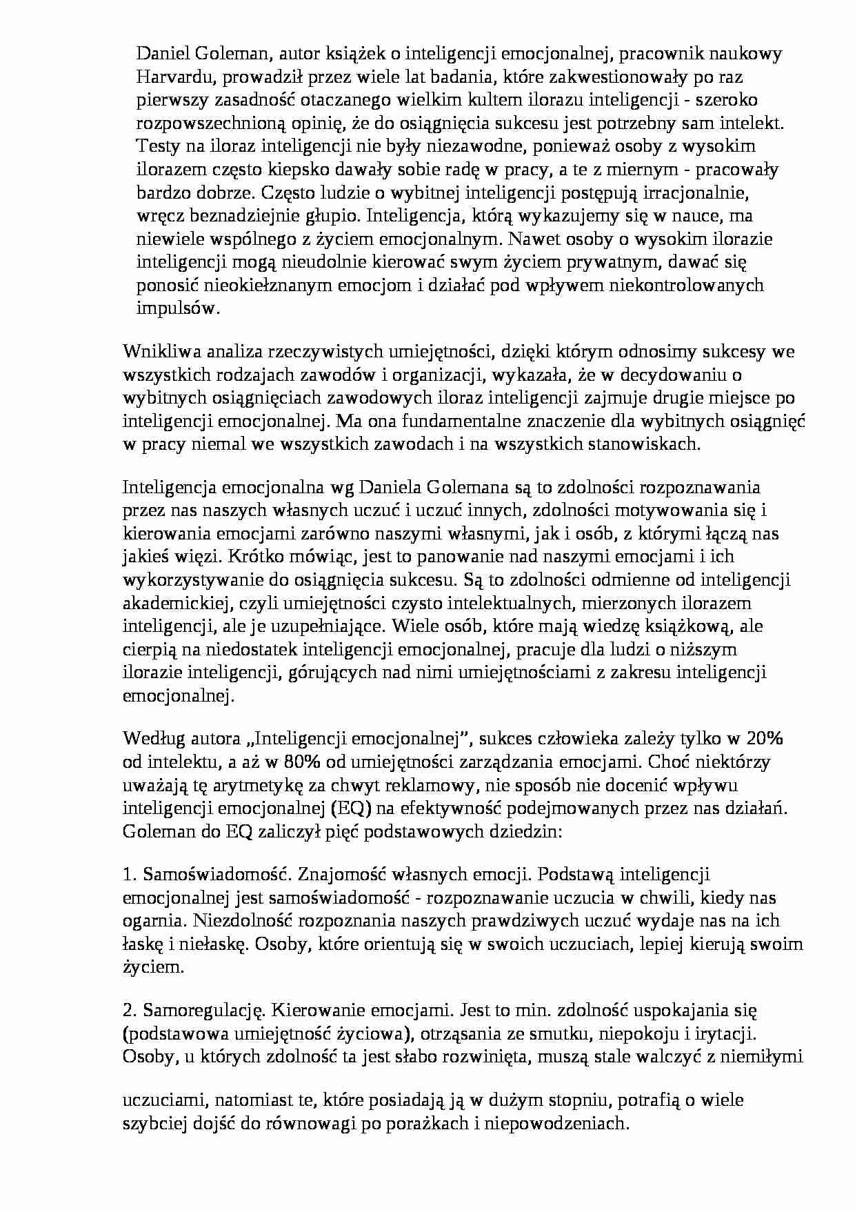 Daniel Goleman- pedagogika - strona 1