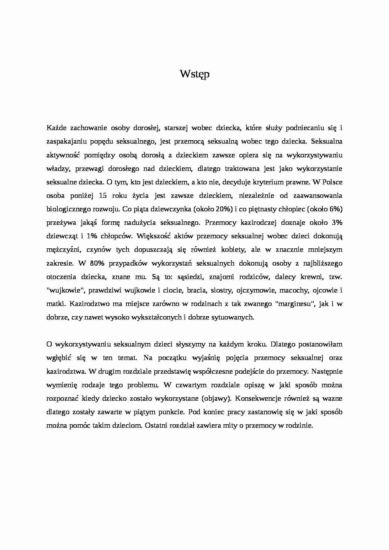 Definicja przemocy seksualnej wobec dziecka oraz kazirodztwa- pedagogika - strona 1