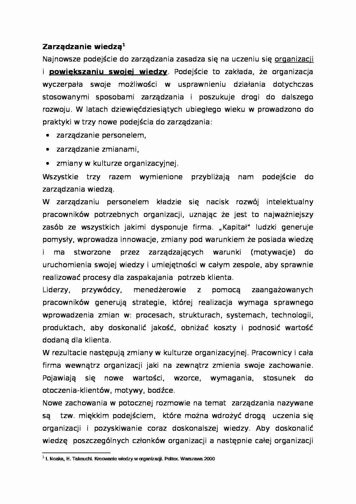 Zarządzanie wiedzą-opracowanie - strona 1