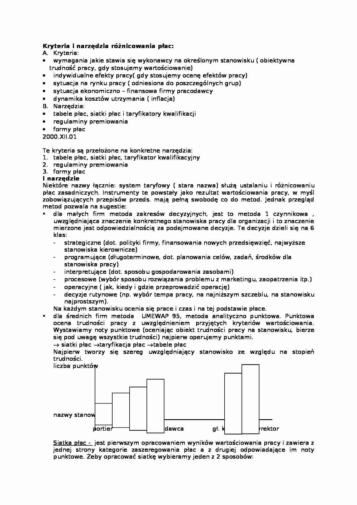Kryteria i narzędzia różnicowania płac-opracowanie - strona 1