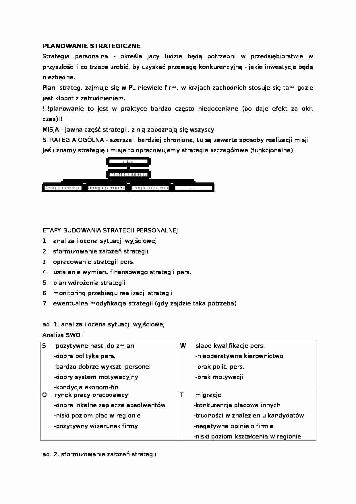 Planowanie strategiczne-opracowanie - strona 1