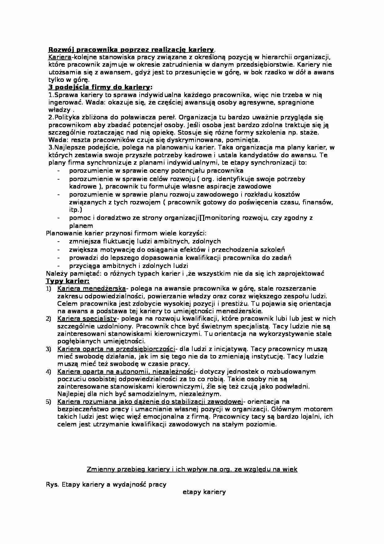 Rozwój pracownika poprzez realizację kariery-opracowanie - strona 1