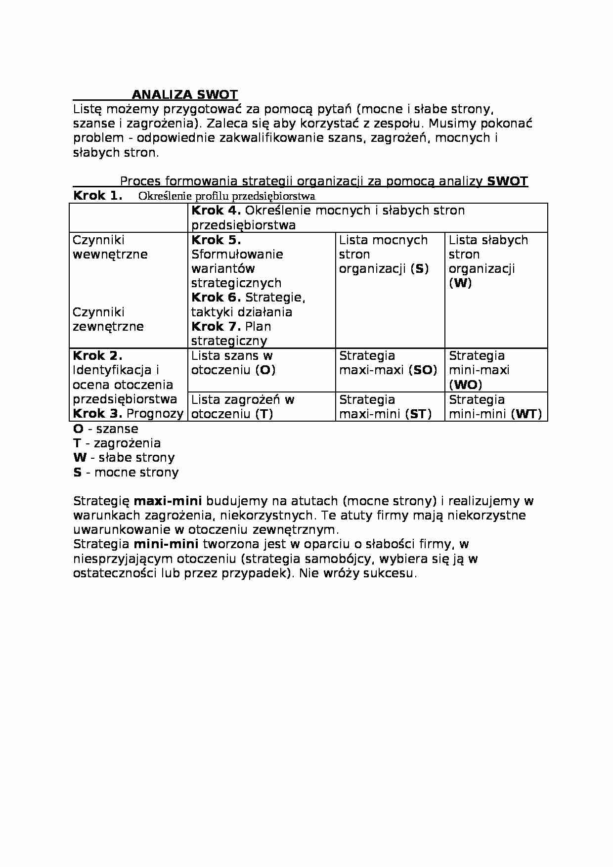 Analiza SWOT-opracowanie - strona 1