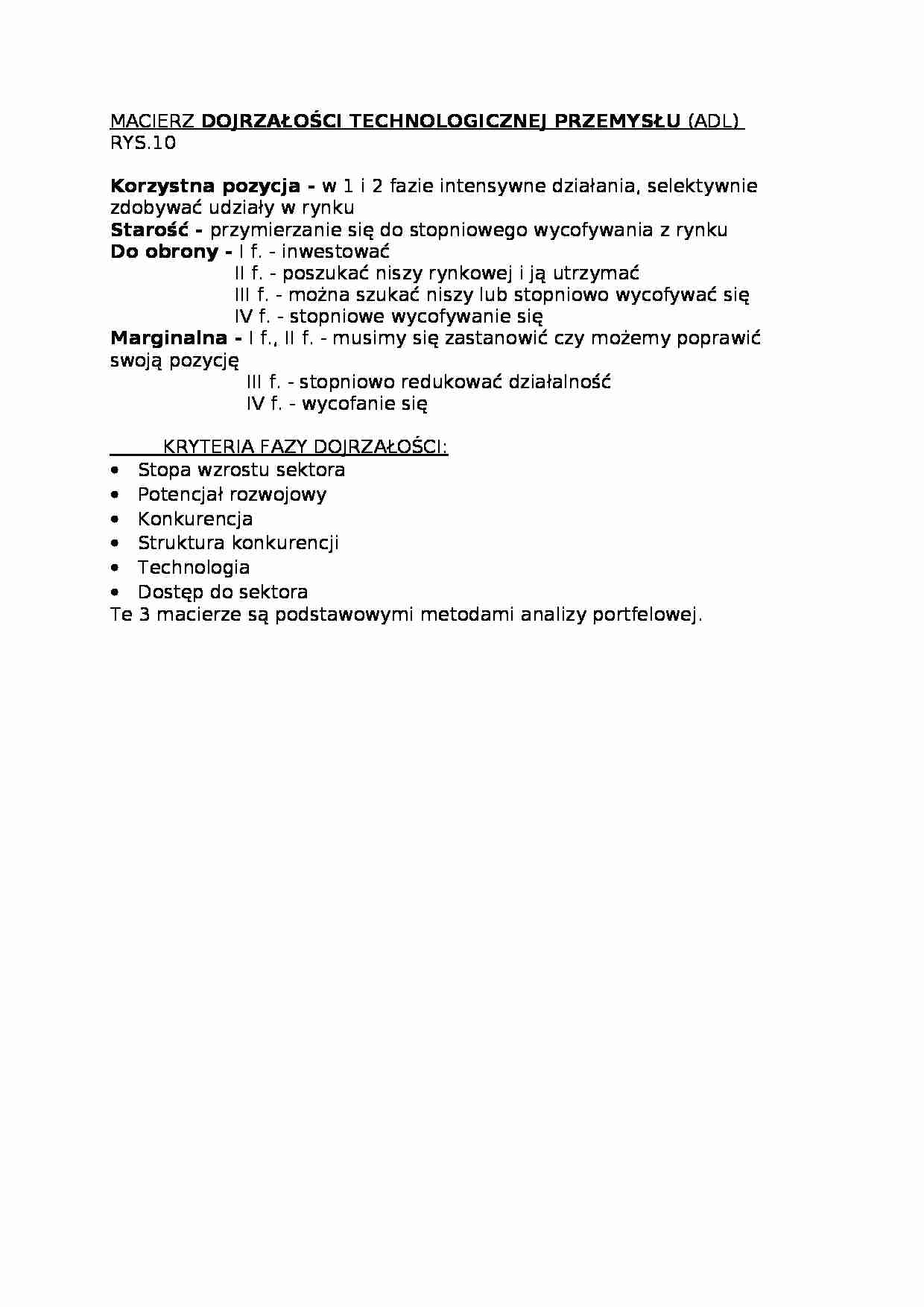 Macierz dojrzałości technologicznej przemysłu - strona 1