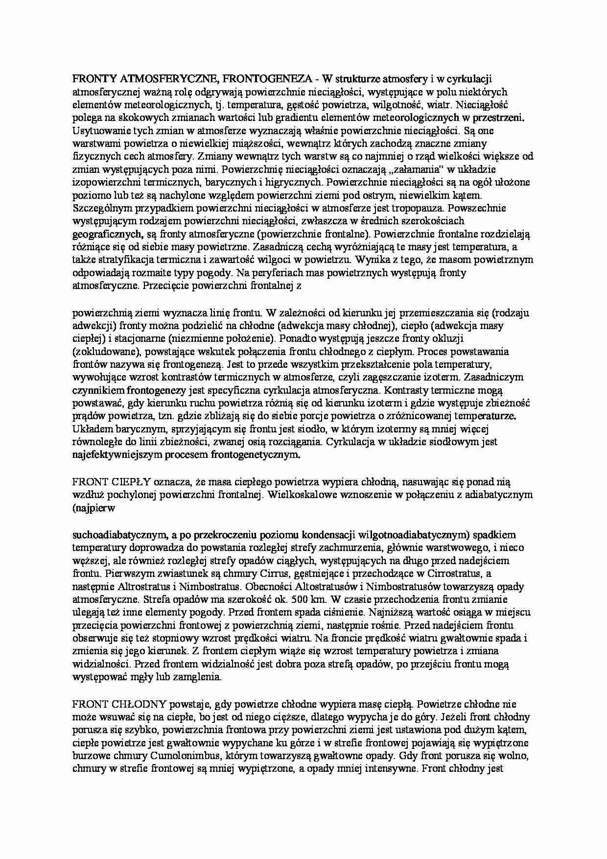 Wykład z meteorologii - Fronty - strona 1