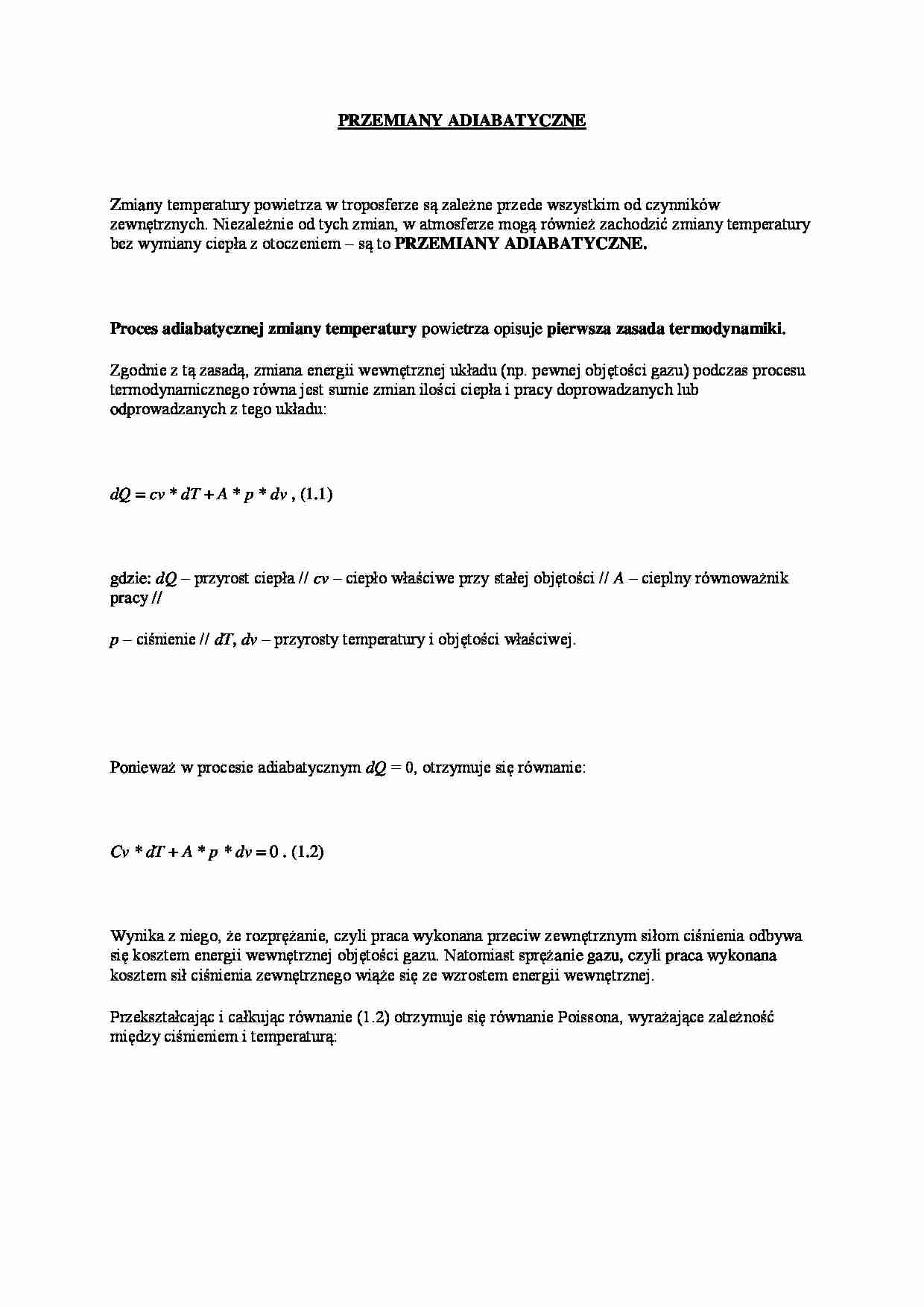 Meteorologia - Przemiany adiabatyczne - strona 1