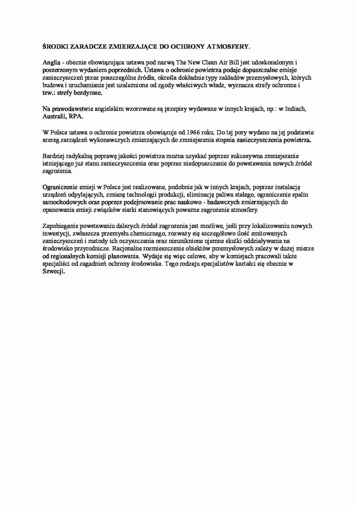 Środki zaradcze zmierzające do ochrony atmosfery - strona 1