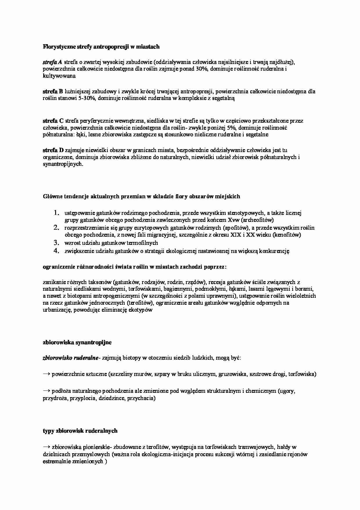 Flora w mieście, jej zbiorowiska i zmiany - strona 1