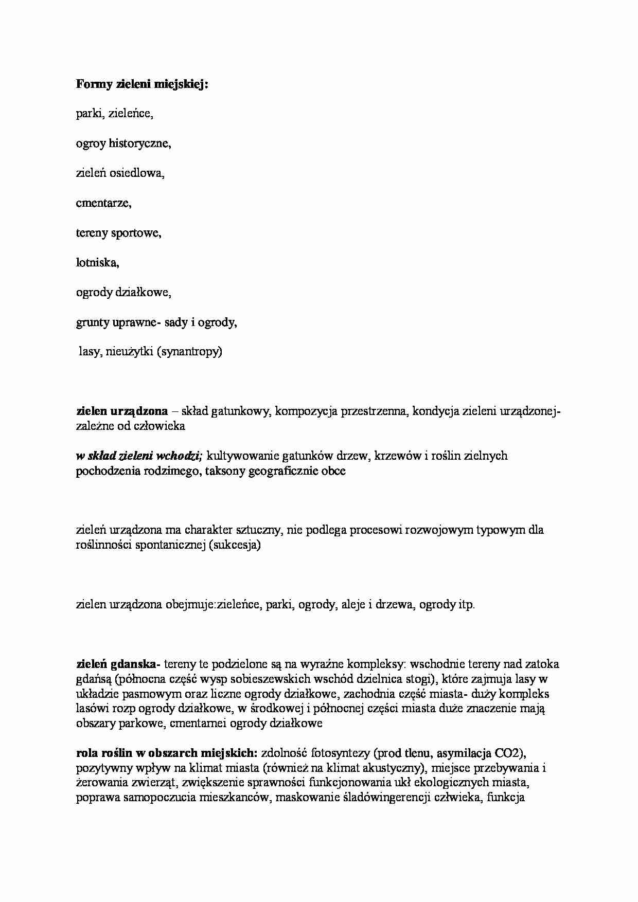 Ekologia wykłady - Zieleń miejska - strona 1
