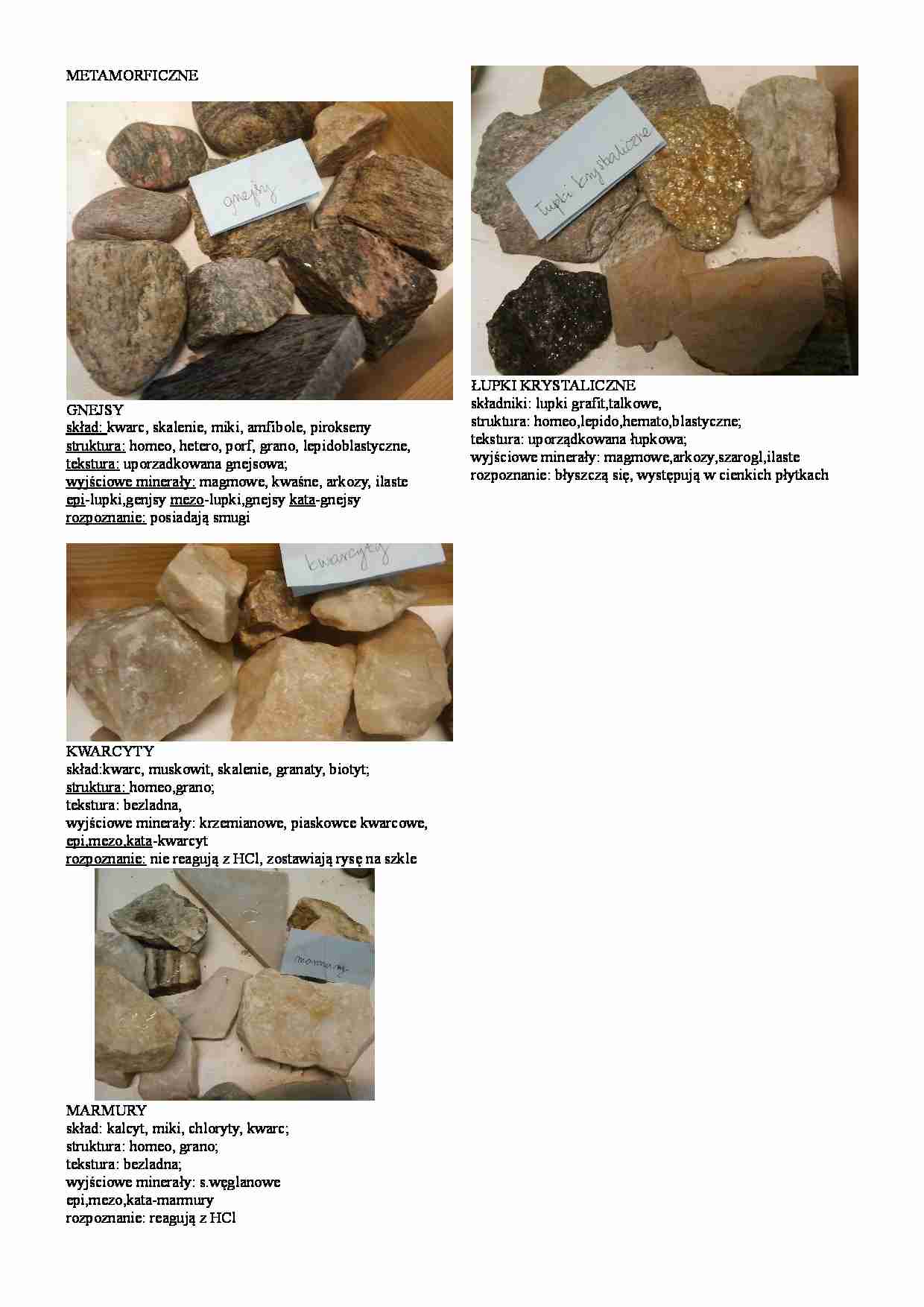 Wykład z geologii - Skały metamorficzne - strona 1