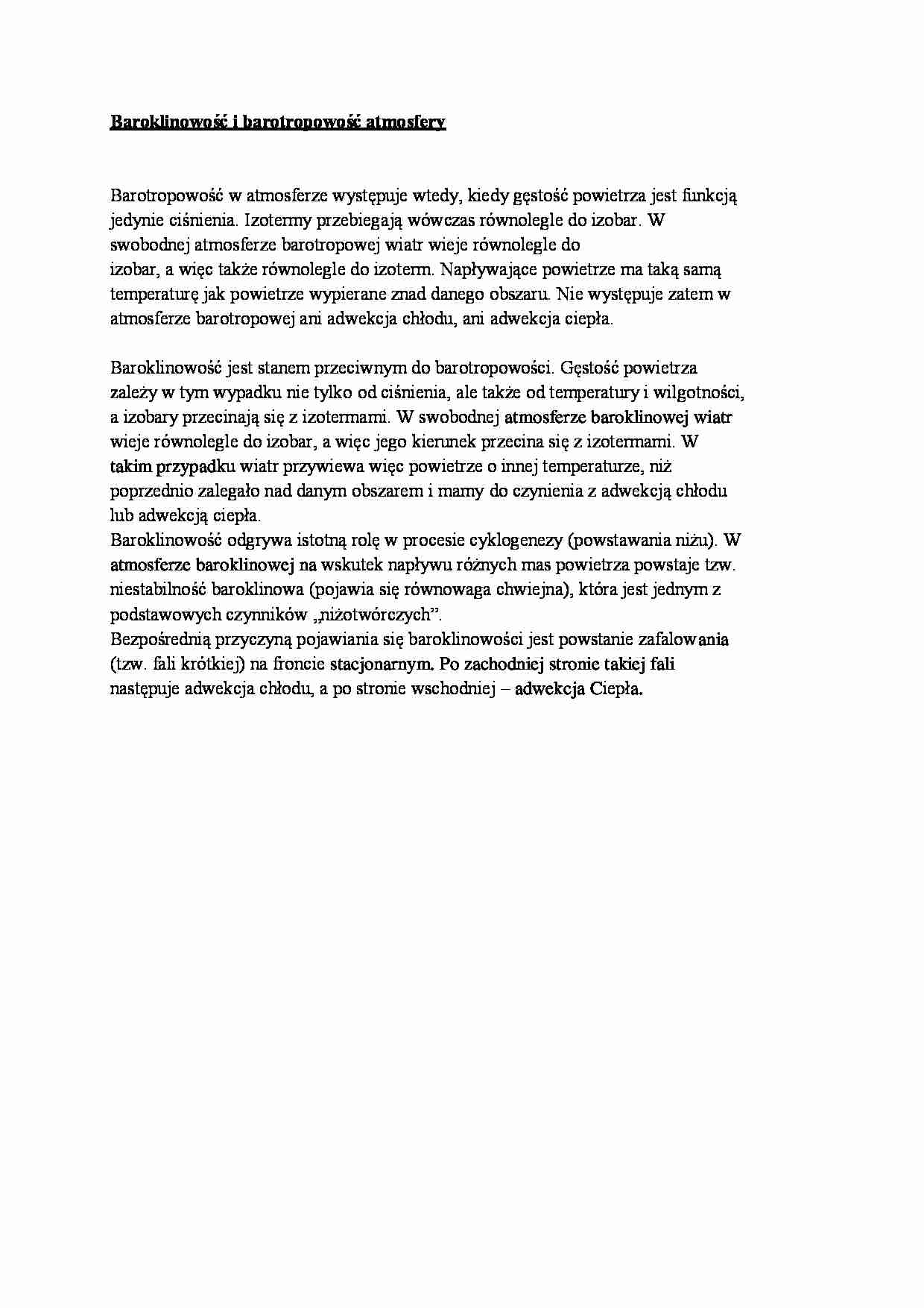 Baroklinowość i barotropowość atmosfery - strona 1