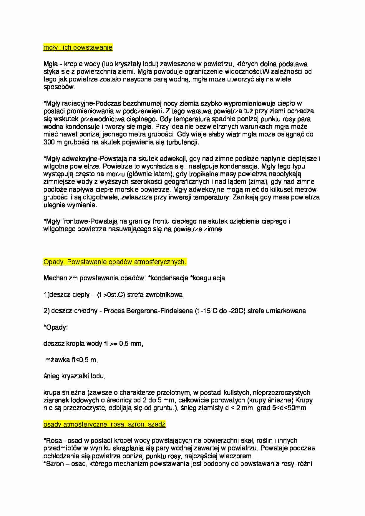 Mgły, opady i osady - strona 1