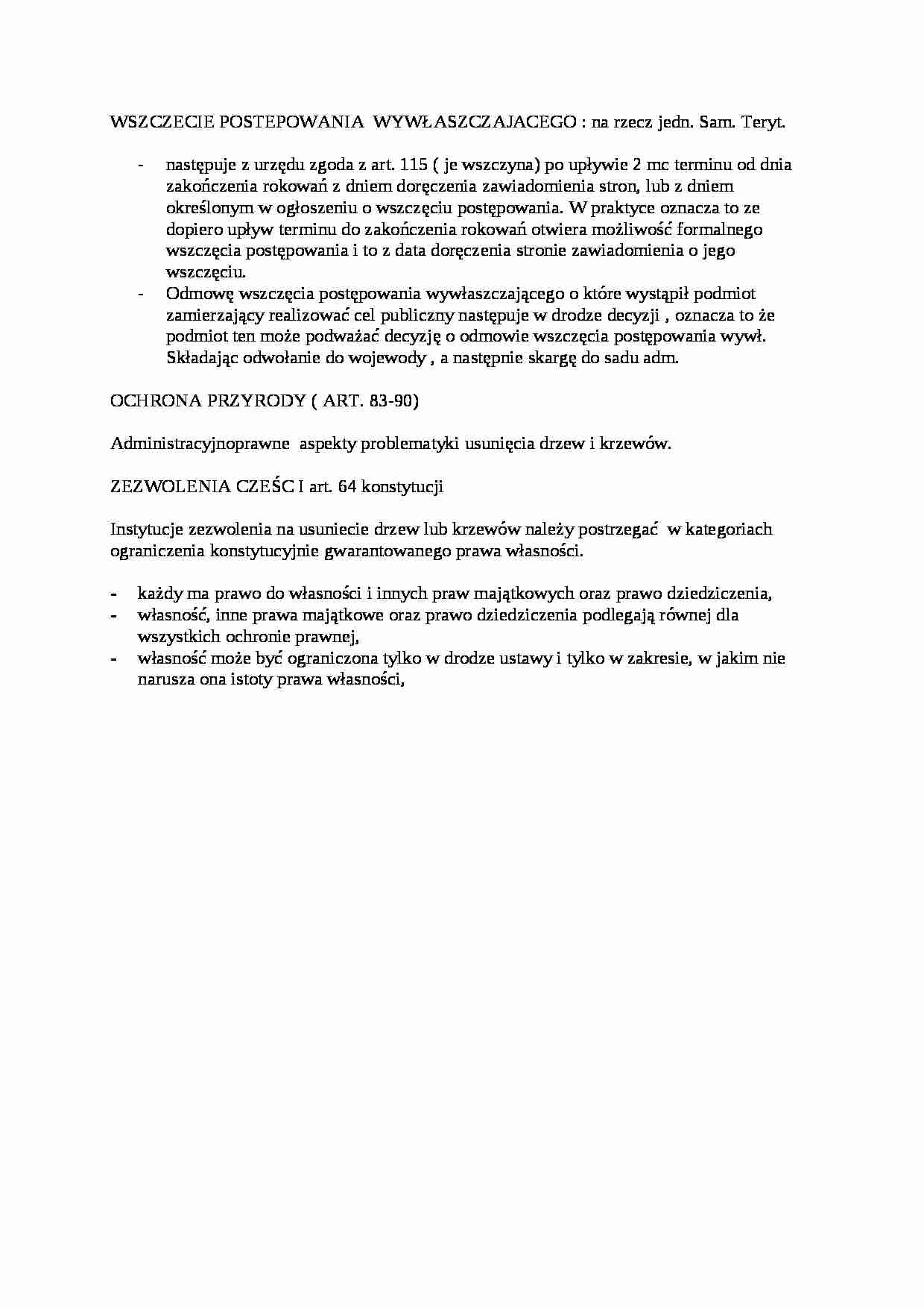 Wszczęcie postępowania wywłaszczającego - wykład - strona 1