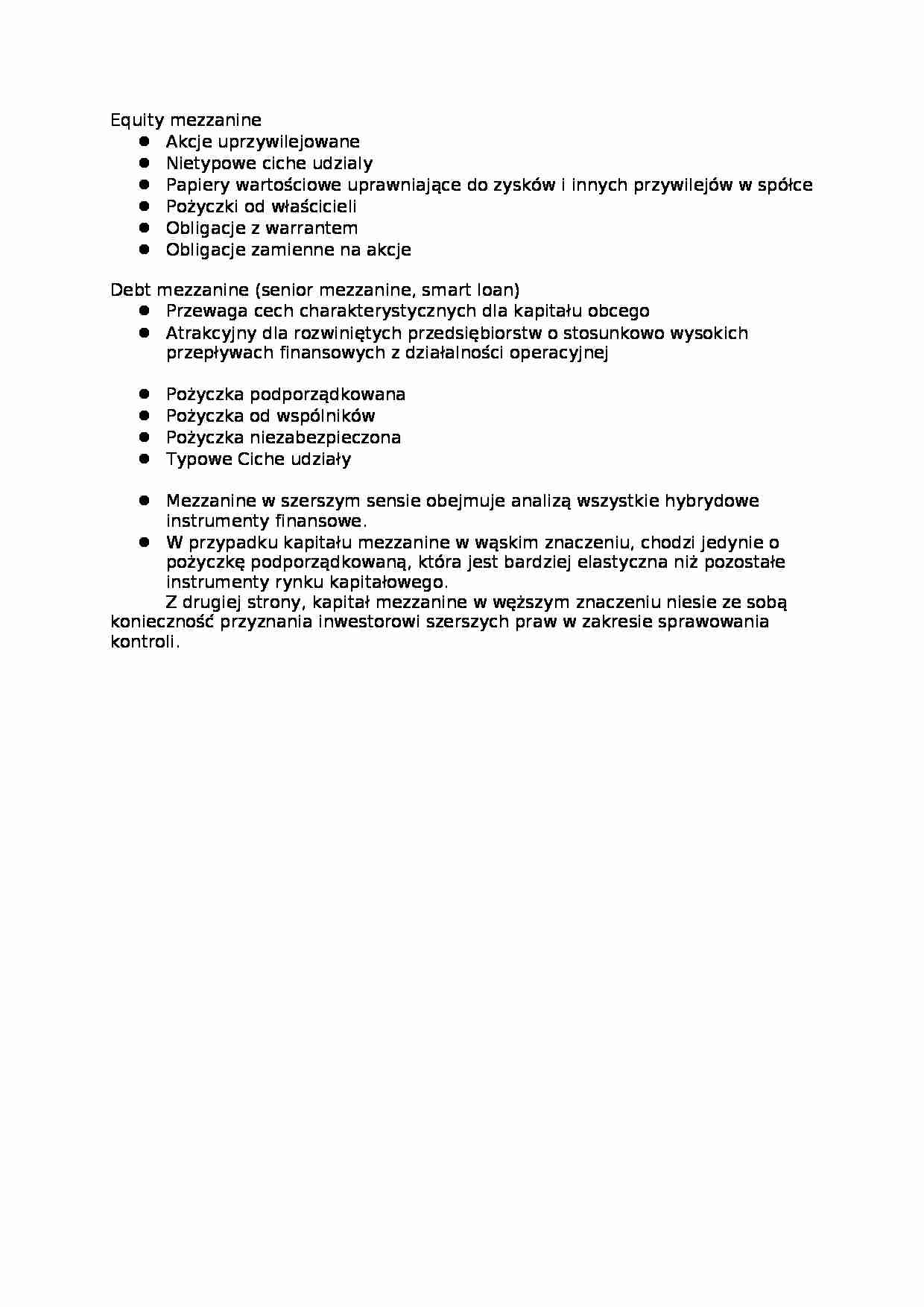 Equity mezzanine - opracowanie - strona 1