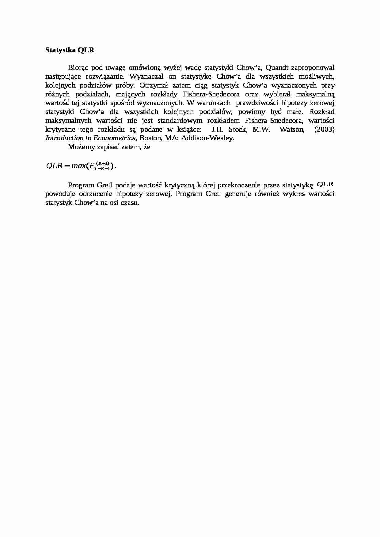 Statystka QLR - opracowanie zagadnienia - strona 1