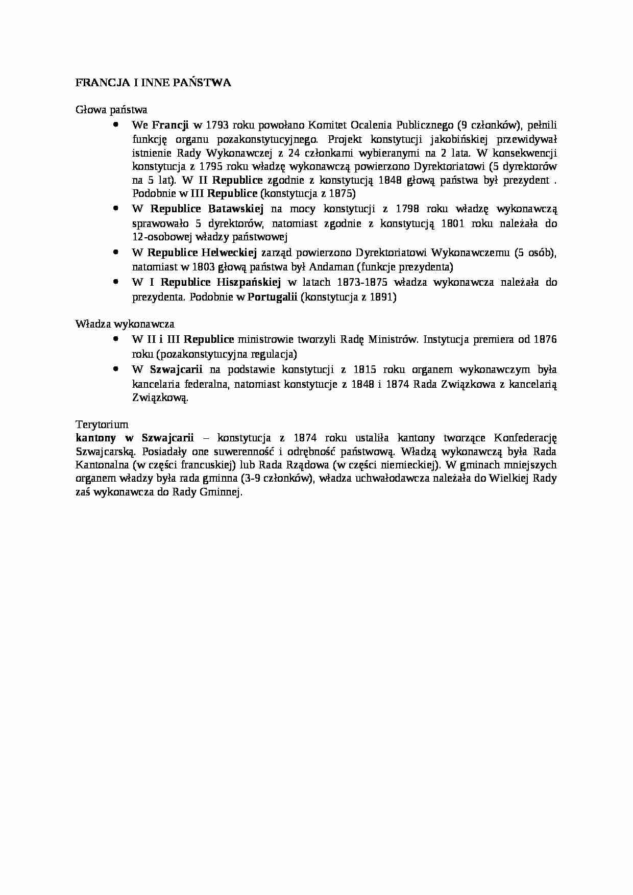 Francja i inne państwa - opracowanie - strona 1