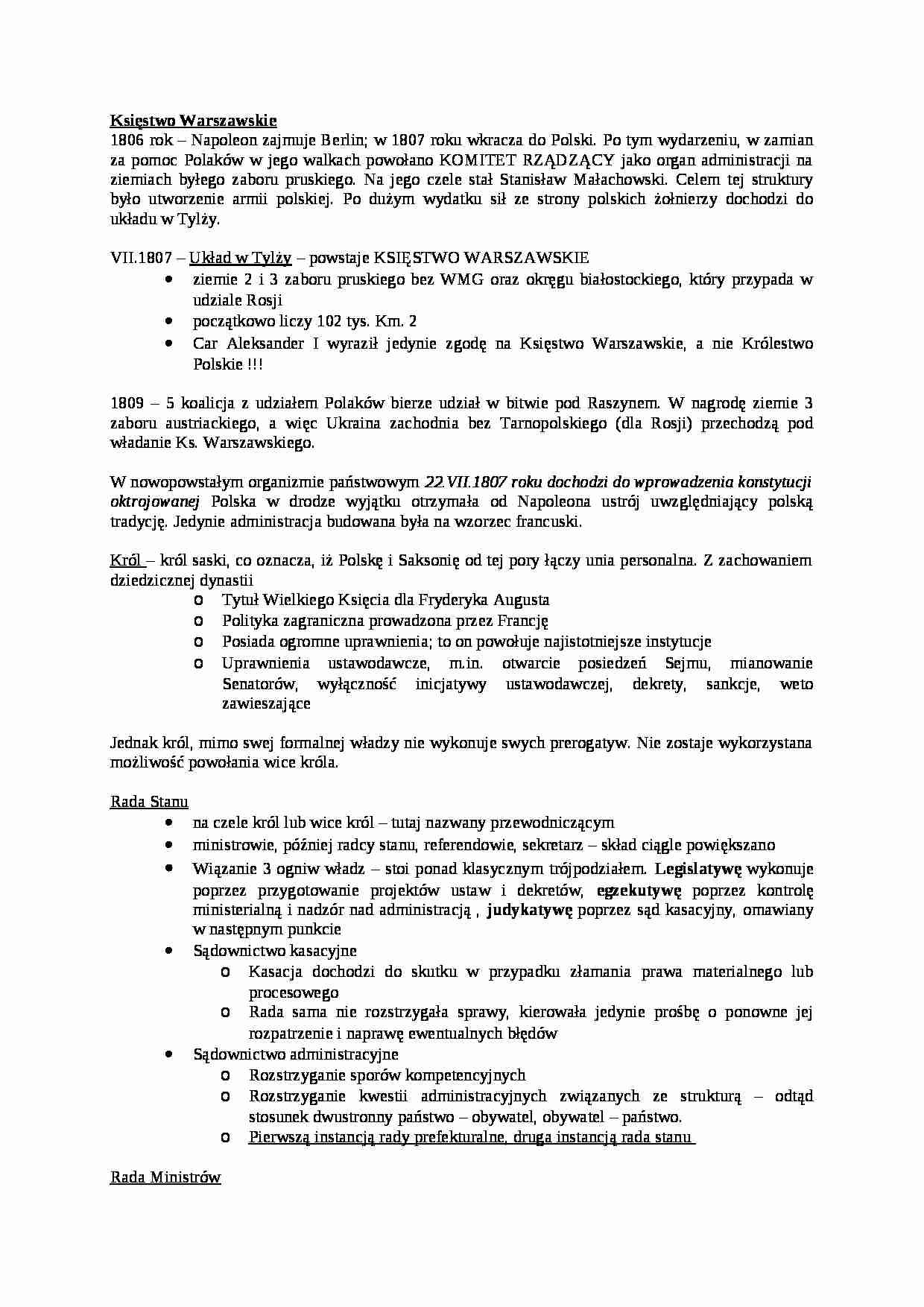 Księstwo Warszawskie - wykład - Układ w Tylży - strona 1