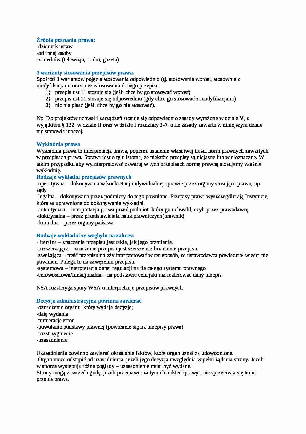 Źródła poznania prawa - wykład - strona 1