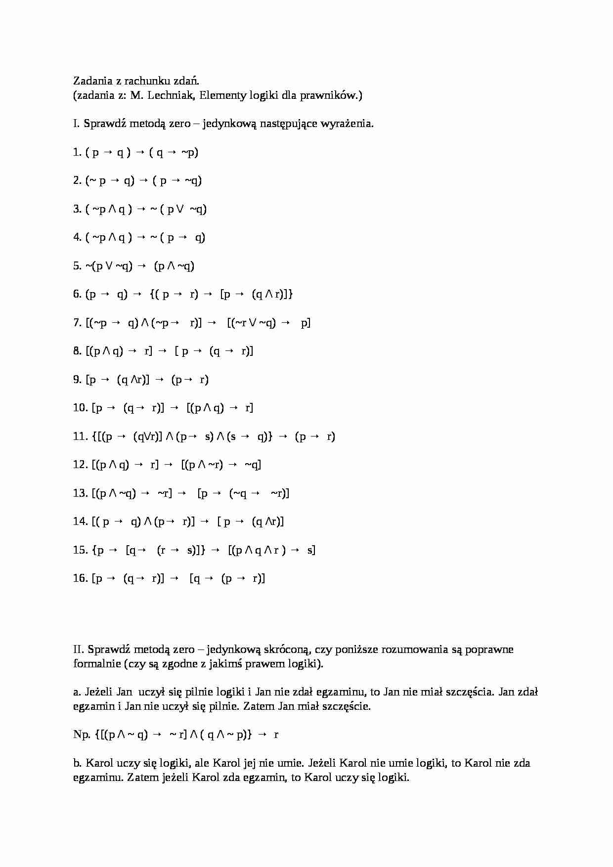 Zadania z logiki - strona 1