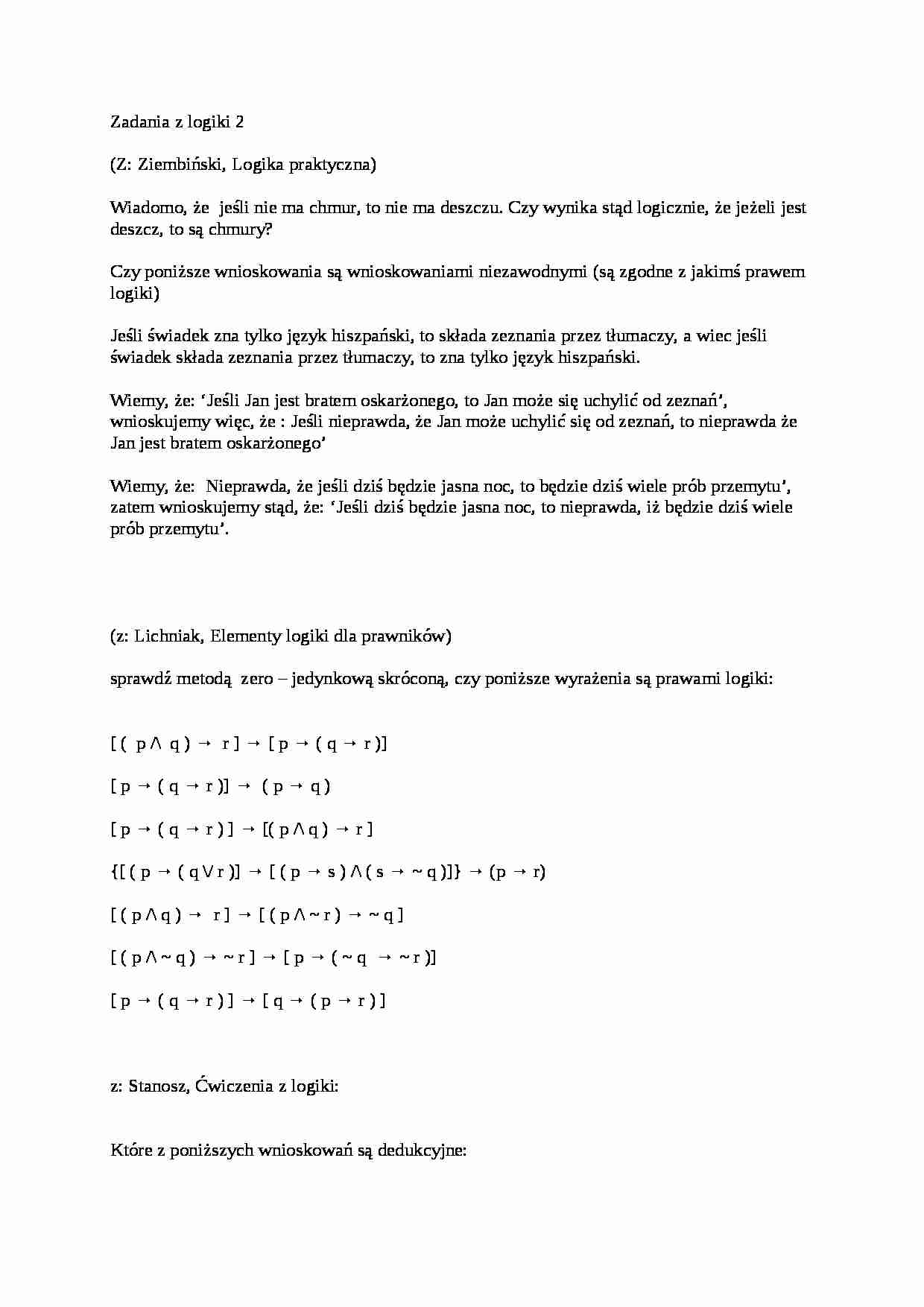 Zadania z logiki - strona 1
